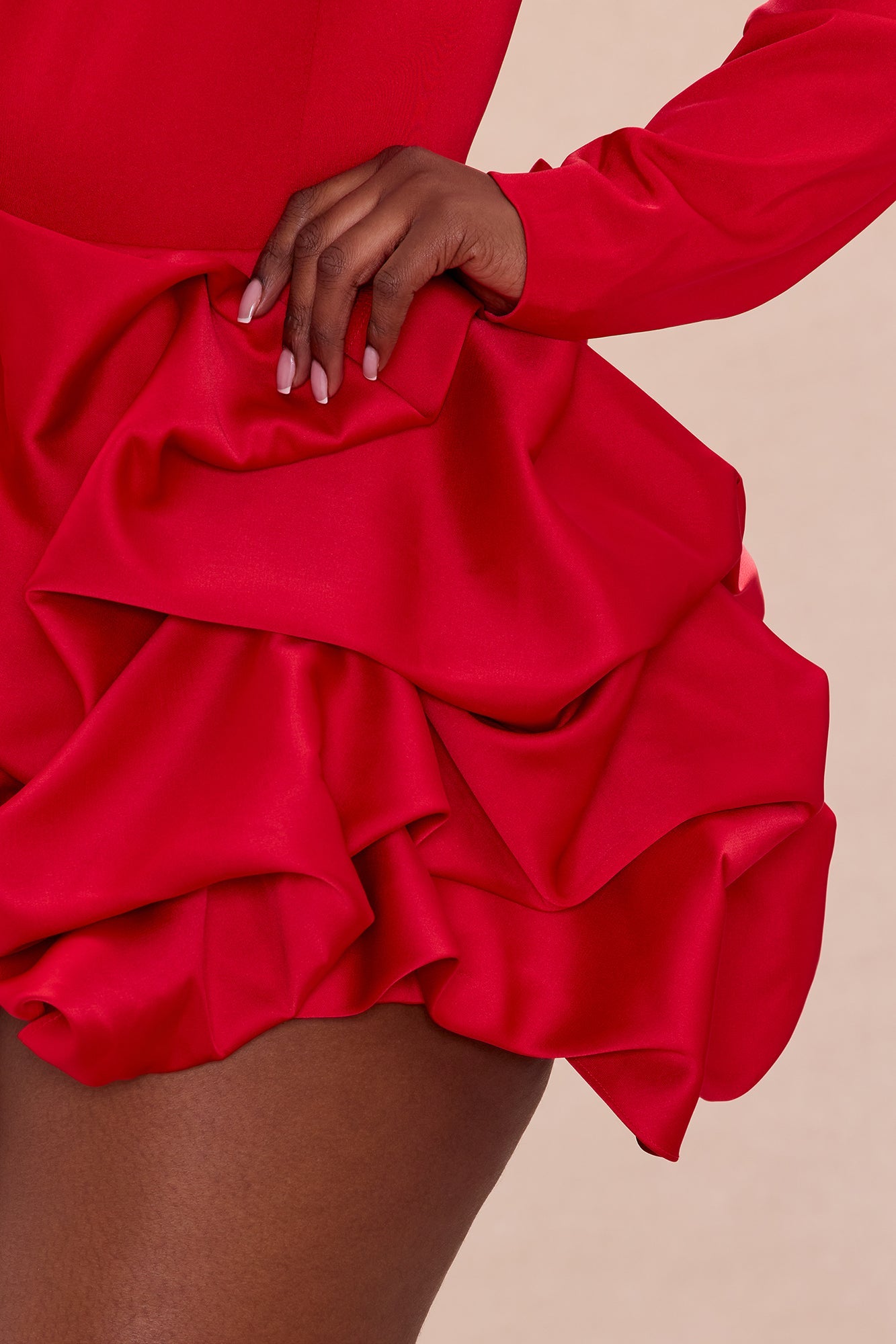 Andrina Bubble Skirt Set - Red