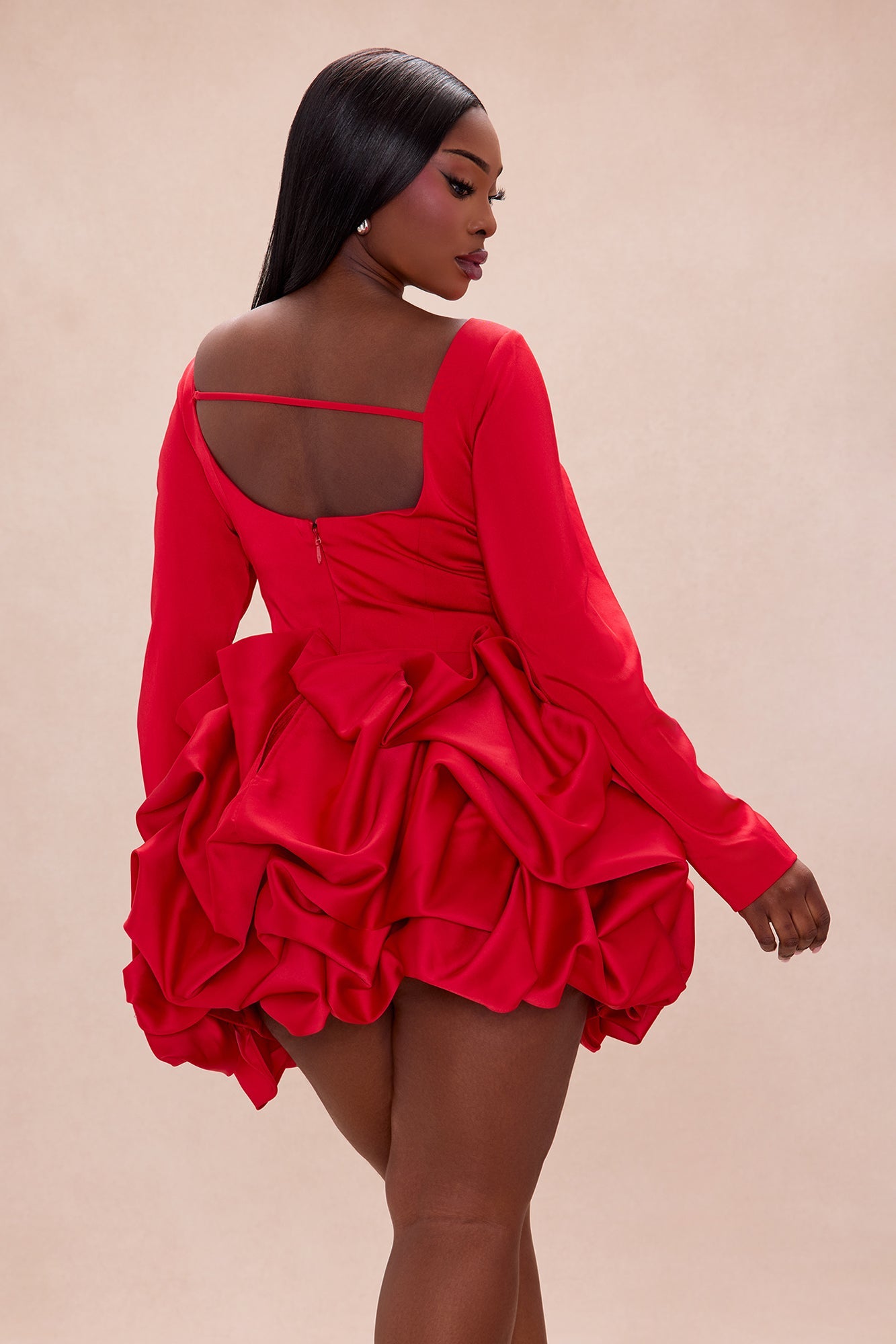 Andrina Bubble Skirt Set - Red