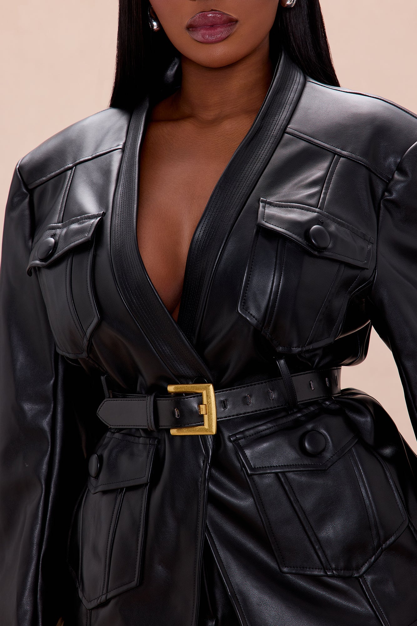 Up To No Good Faux Leather Jacket - Black