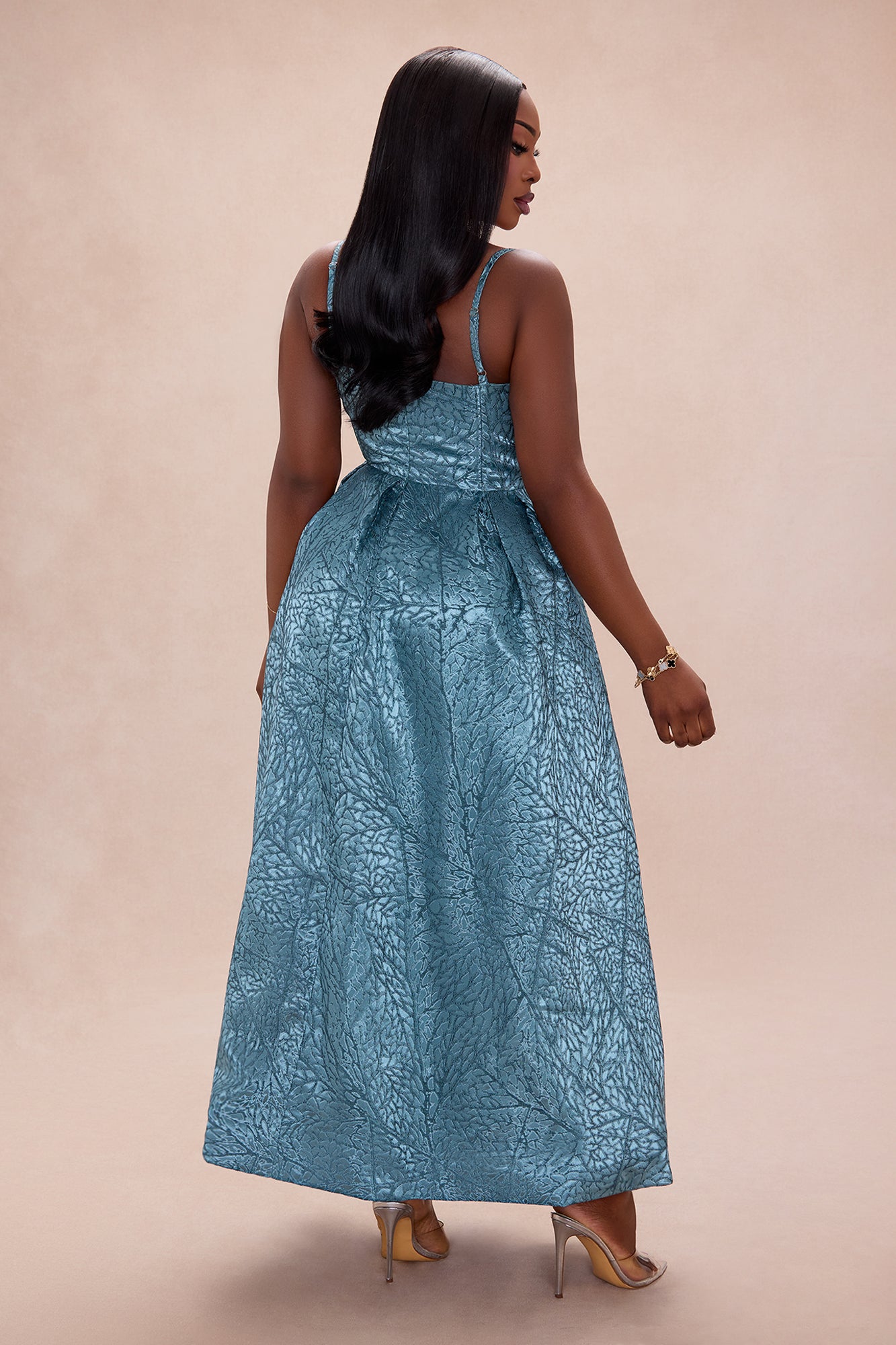 Julia Jacquard Maxi Dress - Blue/combo