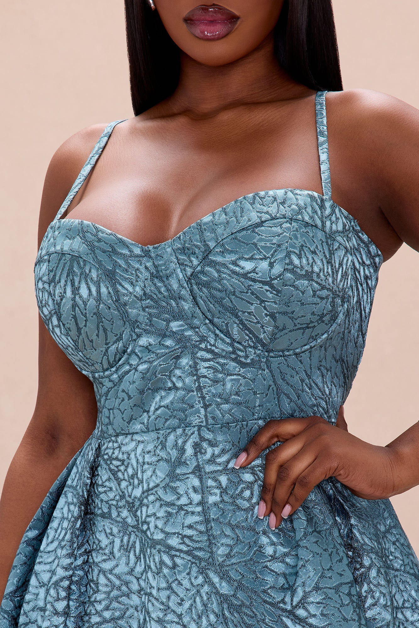 Julia Jacquard Maxi Dress - Blue/combo