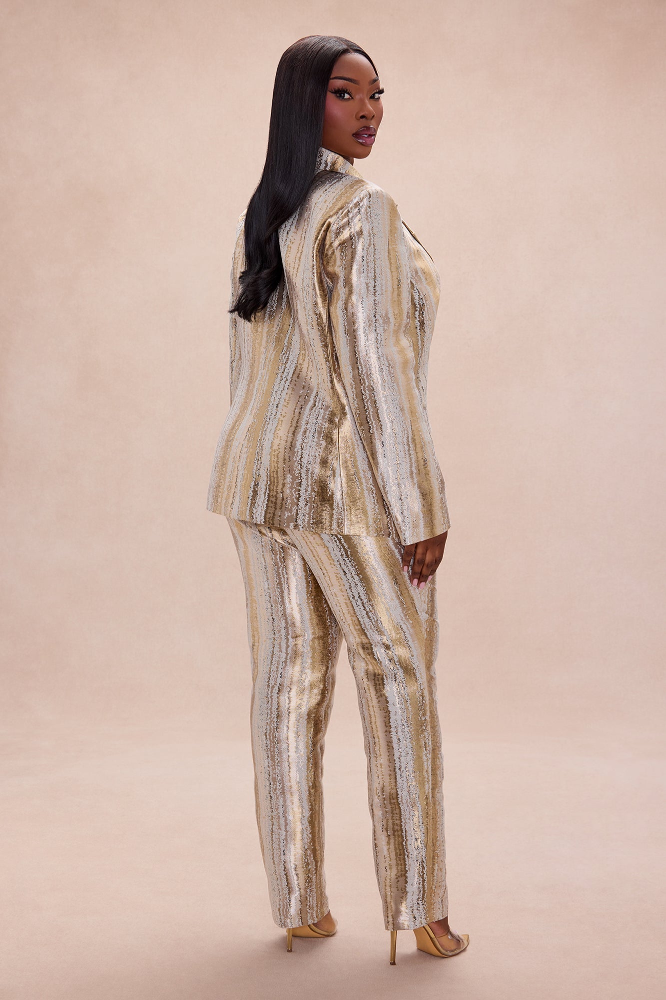 Blake Jacquard Blazer Pant Set - Gold/combo