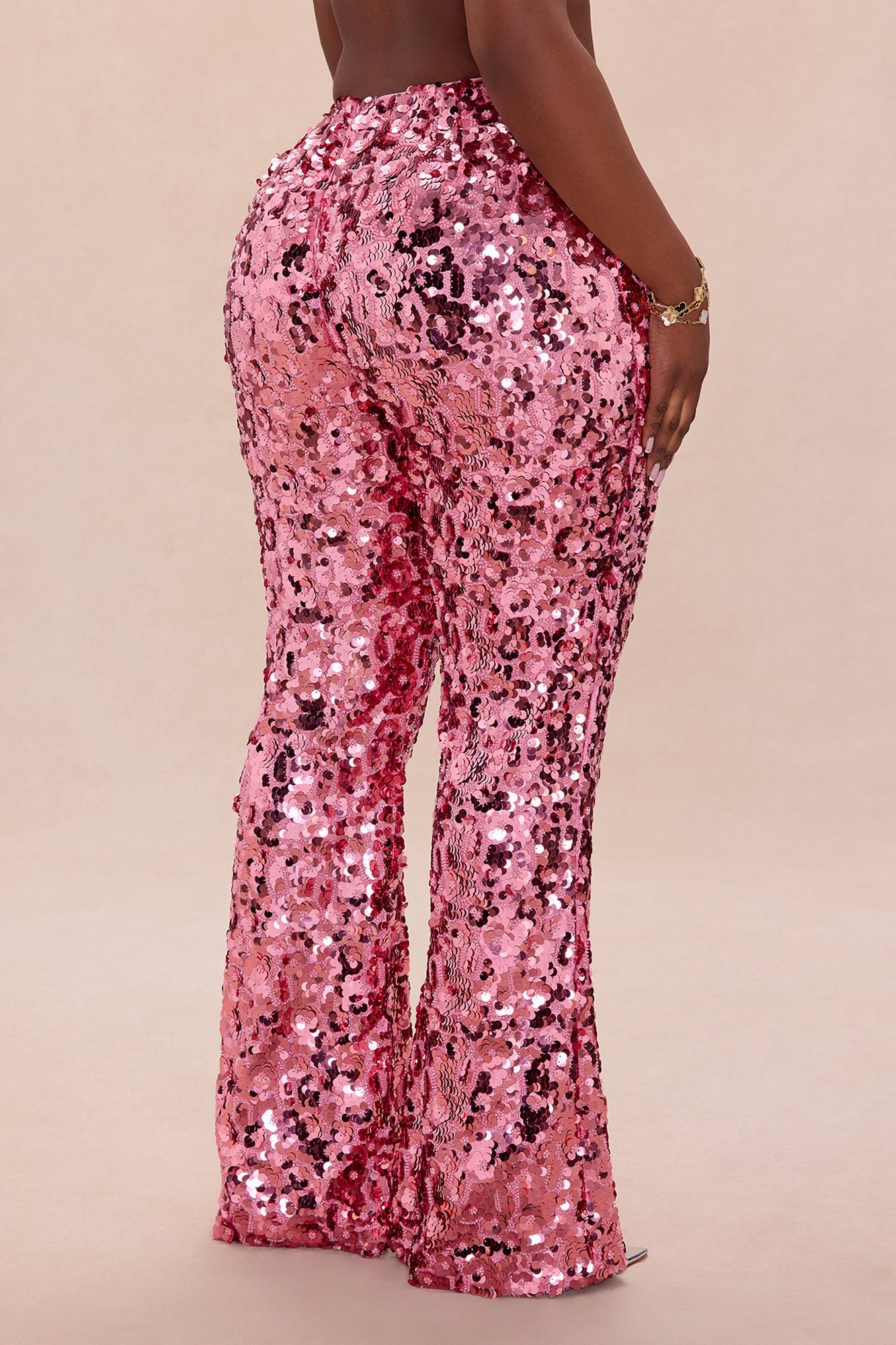 Keep Shining Flare Sequin Pant - Mauve