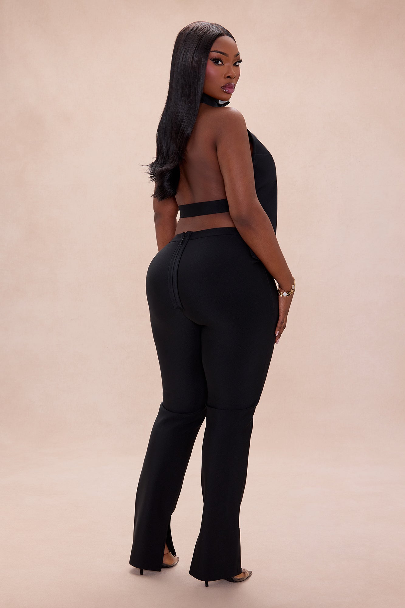 Jayden Backless Bandage Pant Set - Black