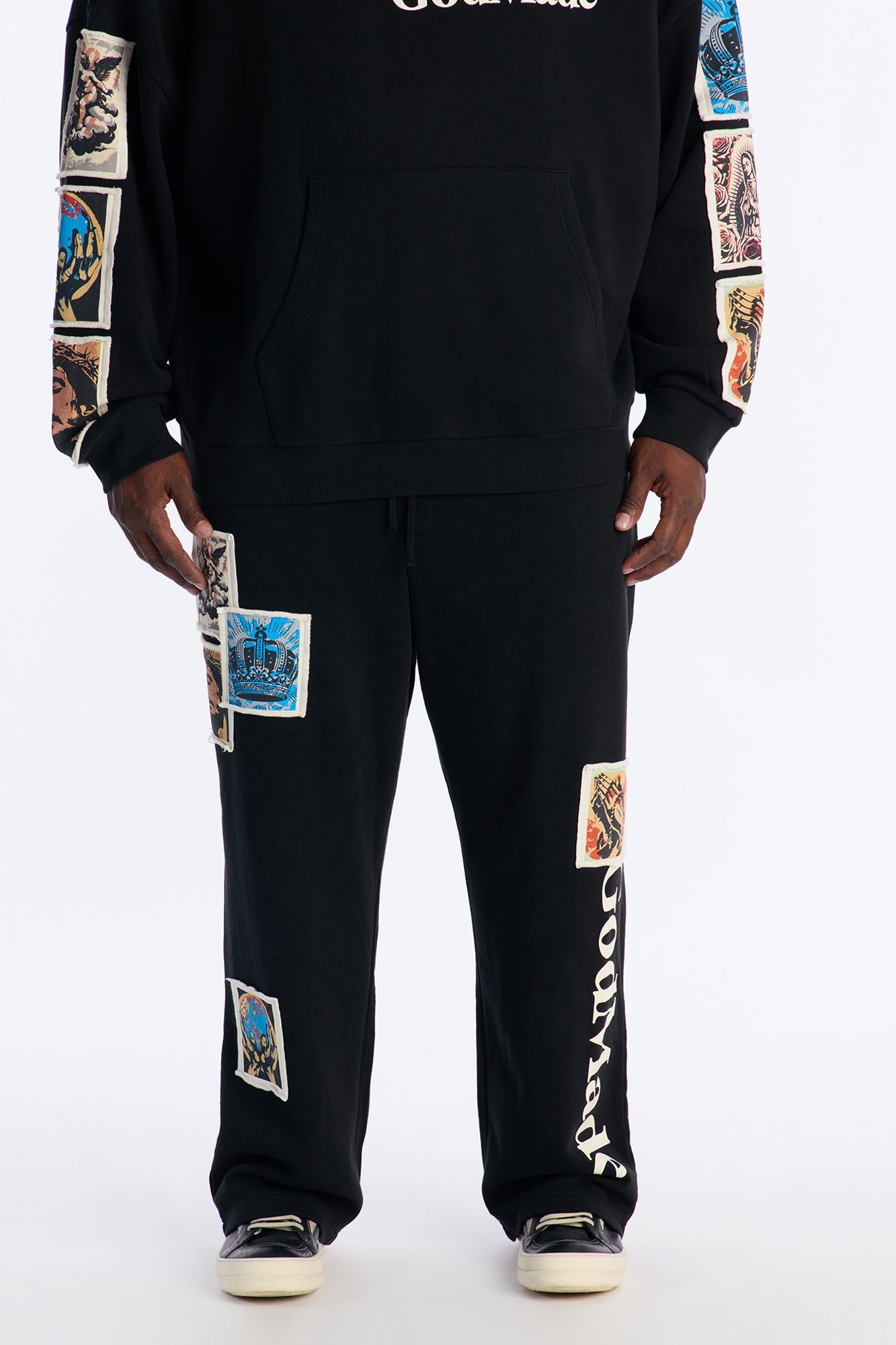 God Made Patch Straight Sweatpants - Black