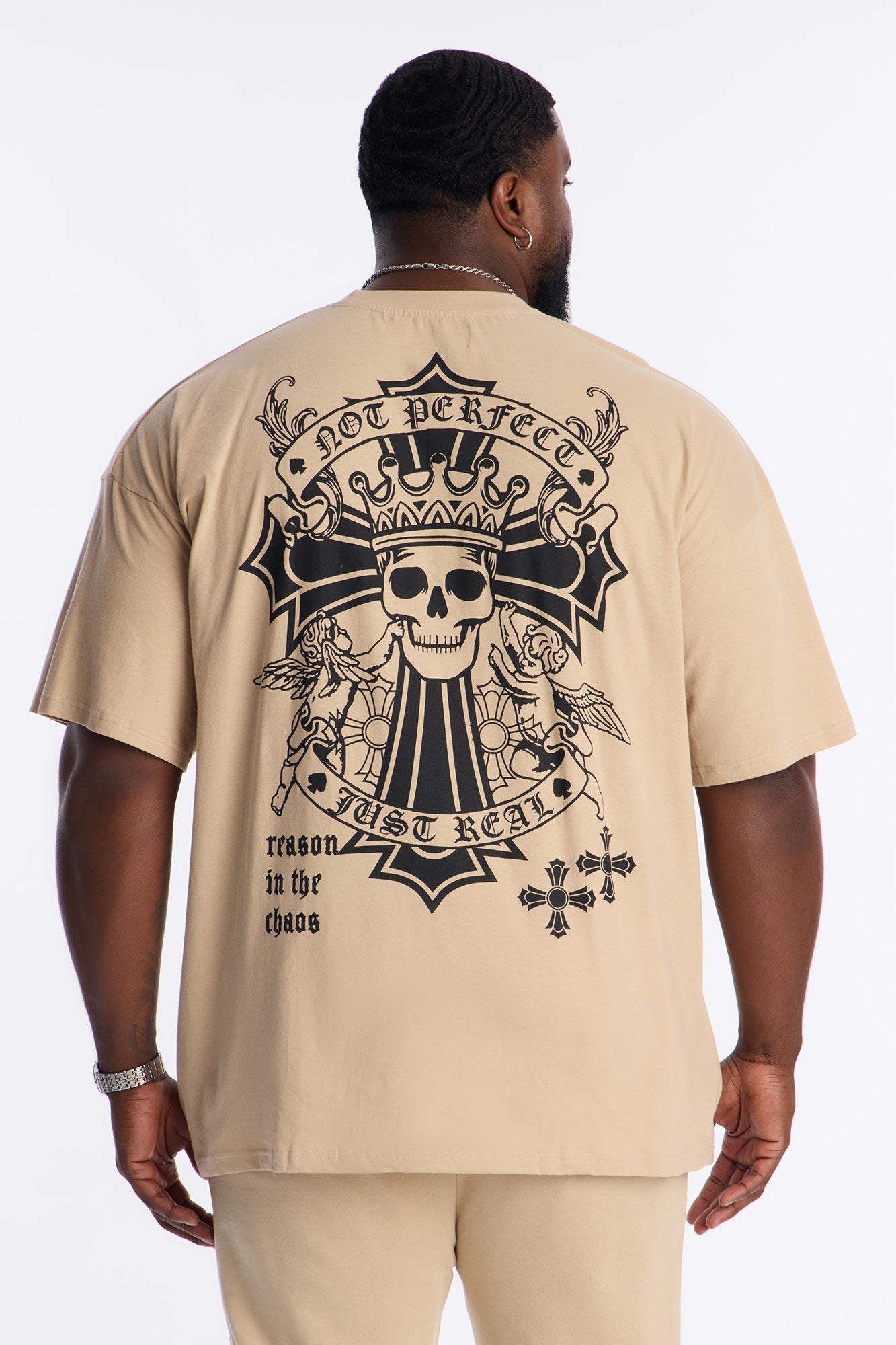 Bad Habits Not Perfect Oversized Short Sleeve Tee - Taupe
