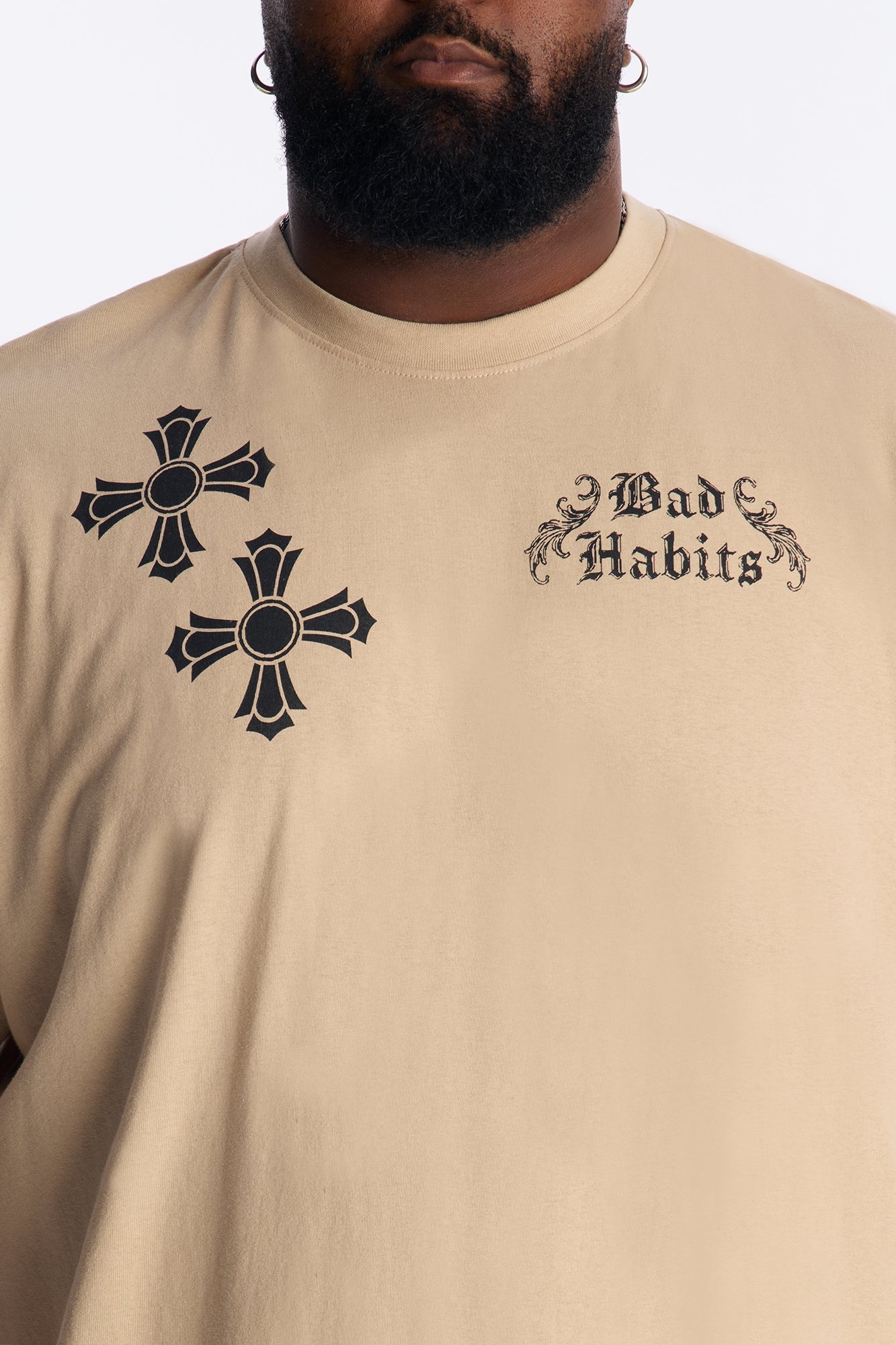Bad Habits Not Perfect Oversized Short Sleeve Tee - Taupe