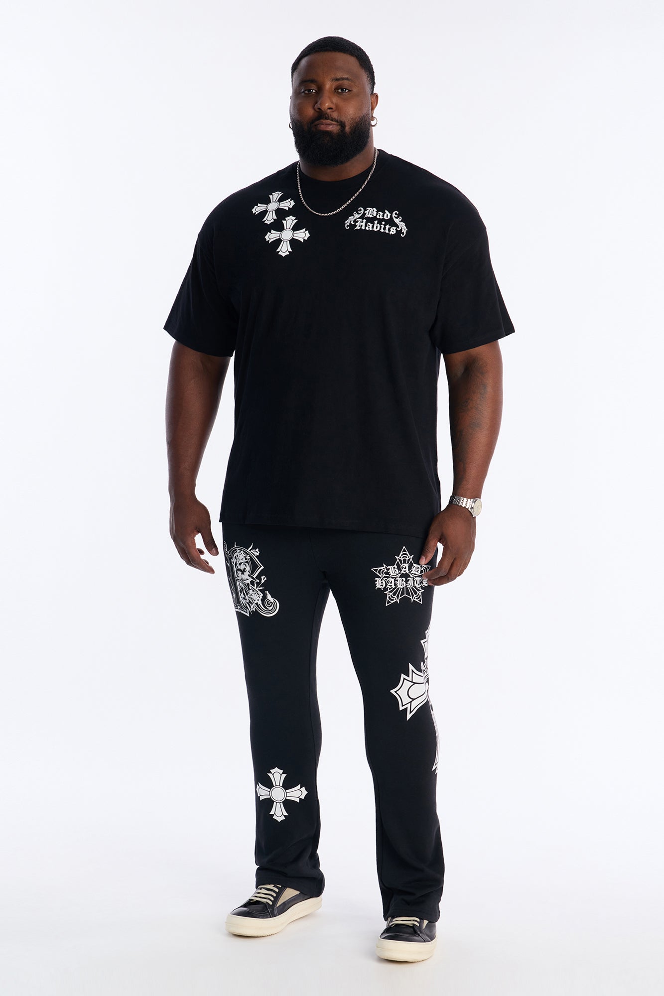 Bad Habits Not Perfect Oversized Short Sleeve Tee - Black