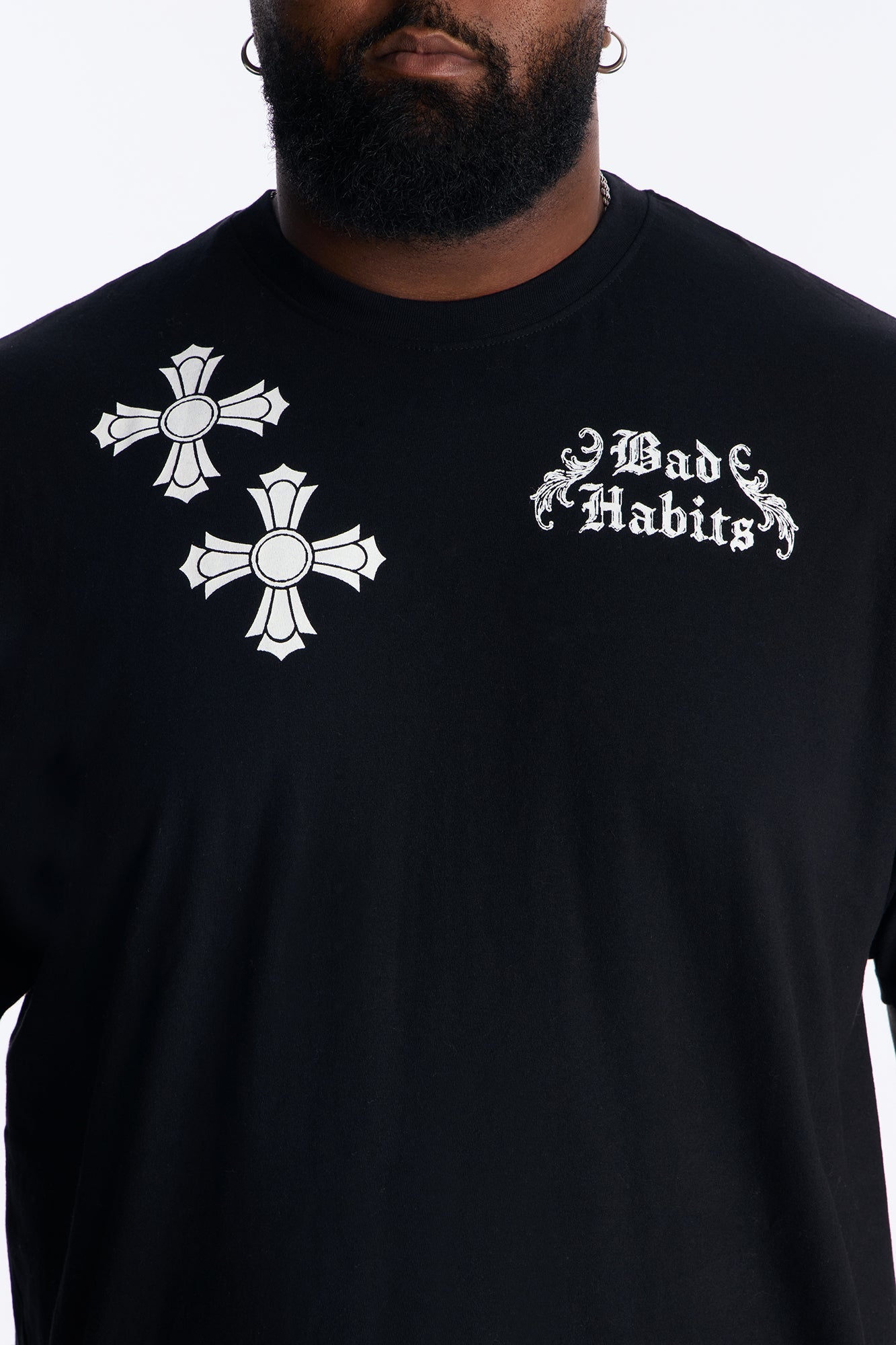 Bad Habits Not Perfect Oversized Short Sleeve Tee - Black