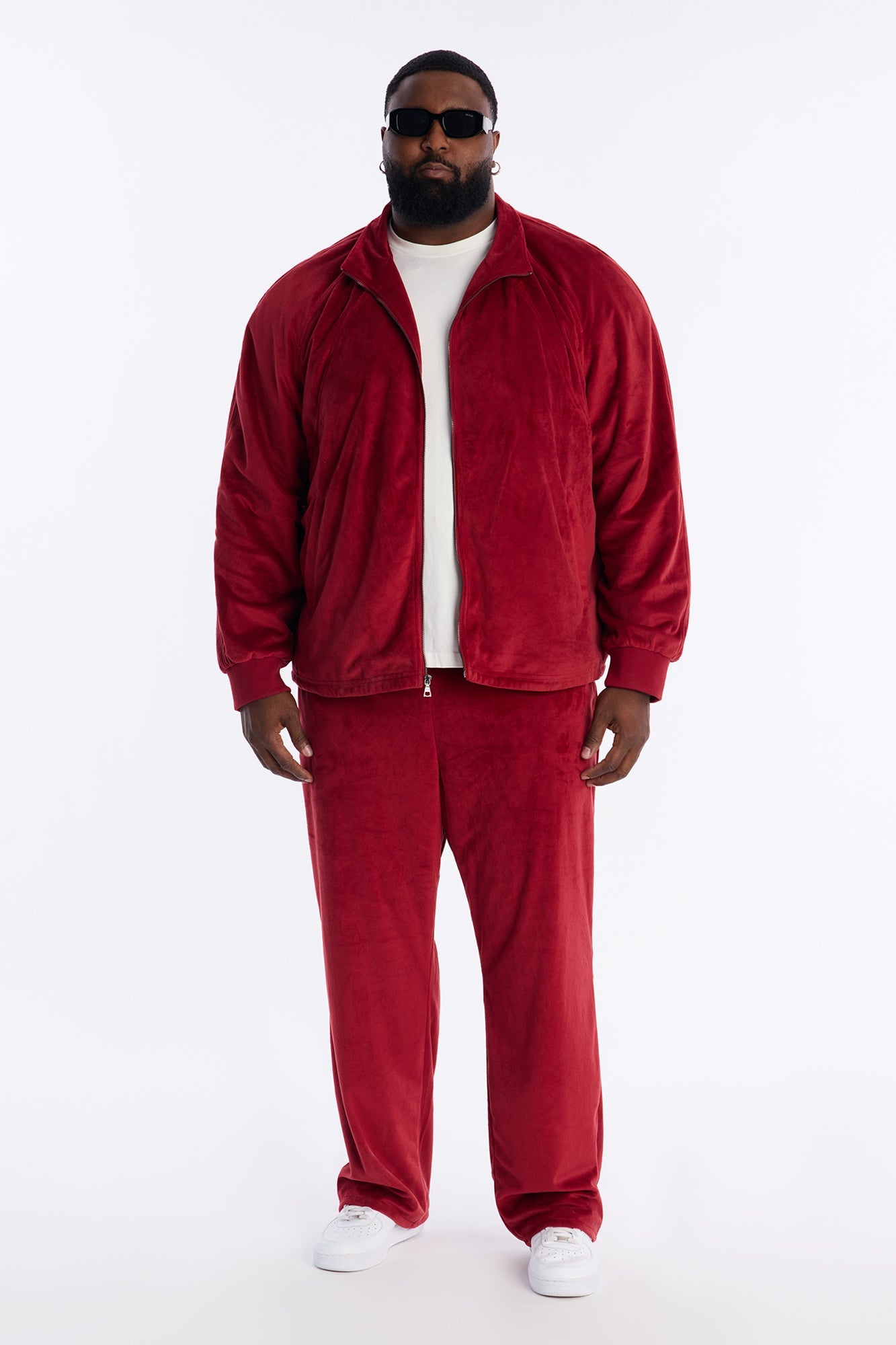 Velour Set It Up Track Jacket - Burgundy
