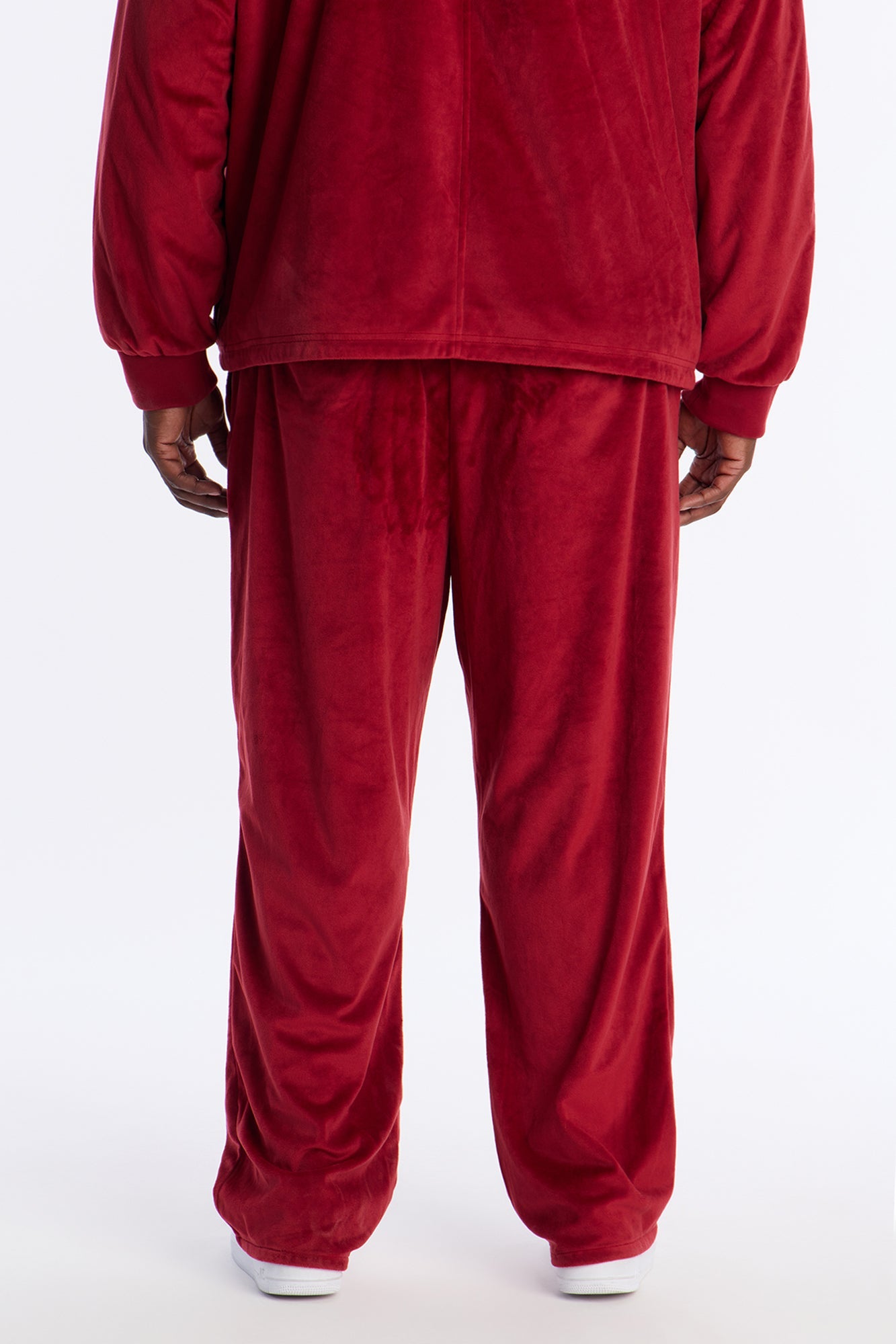 Straight Velour Pant - Burgundy