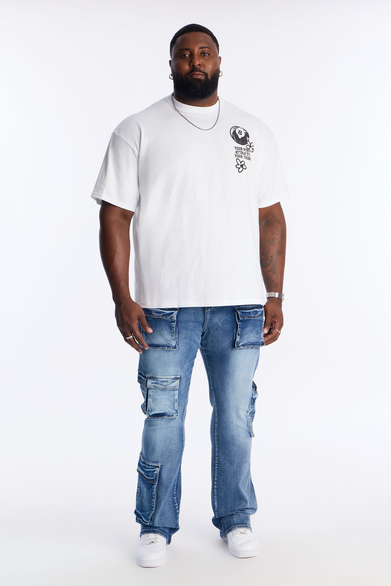 Eight Black Ball Short Sleeve Tee - White
