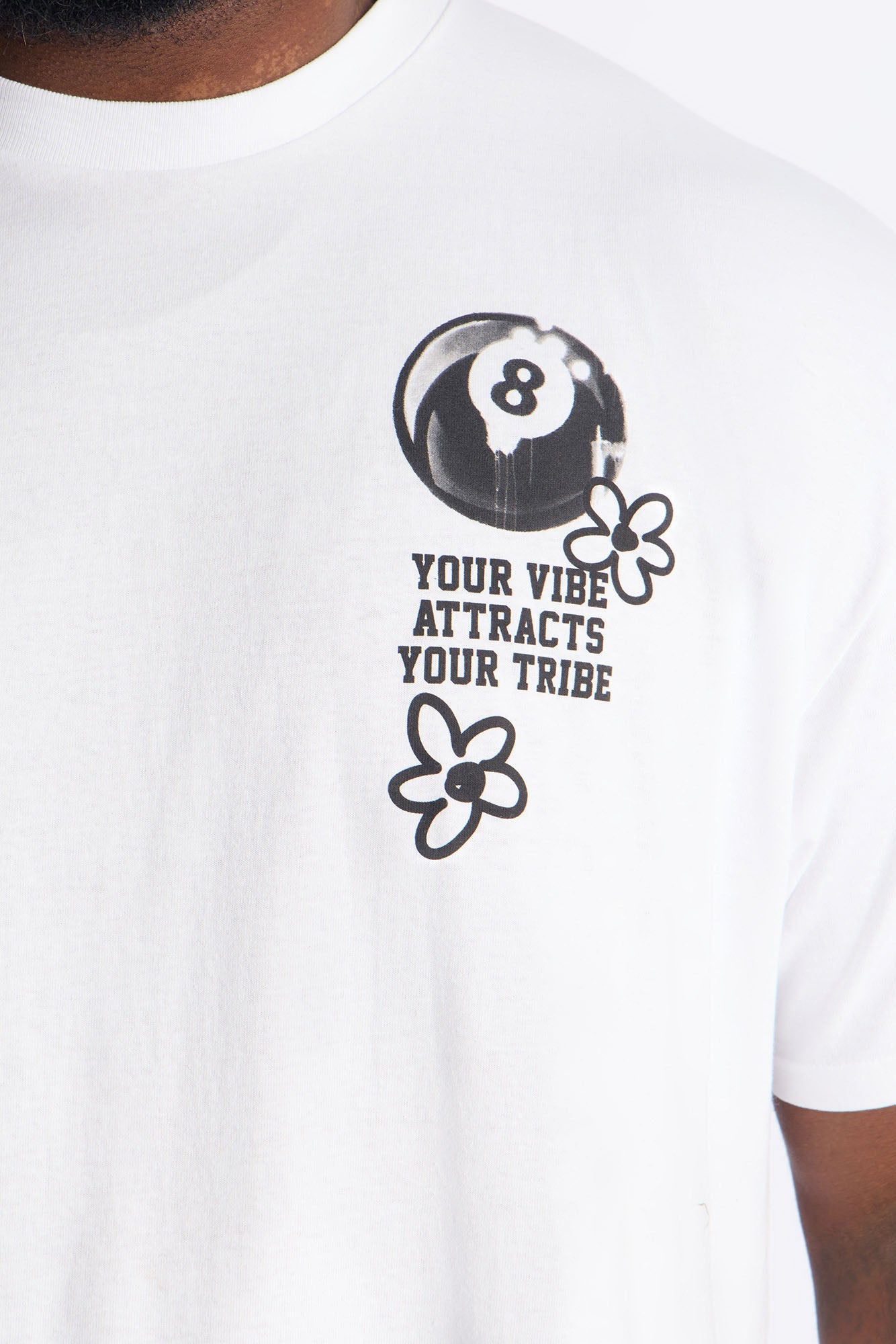 Eight Black Ball Short Sleeve Tee - White