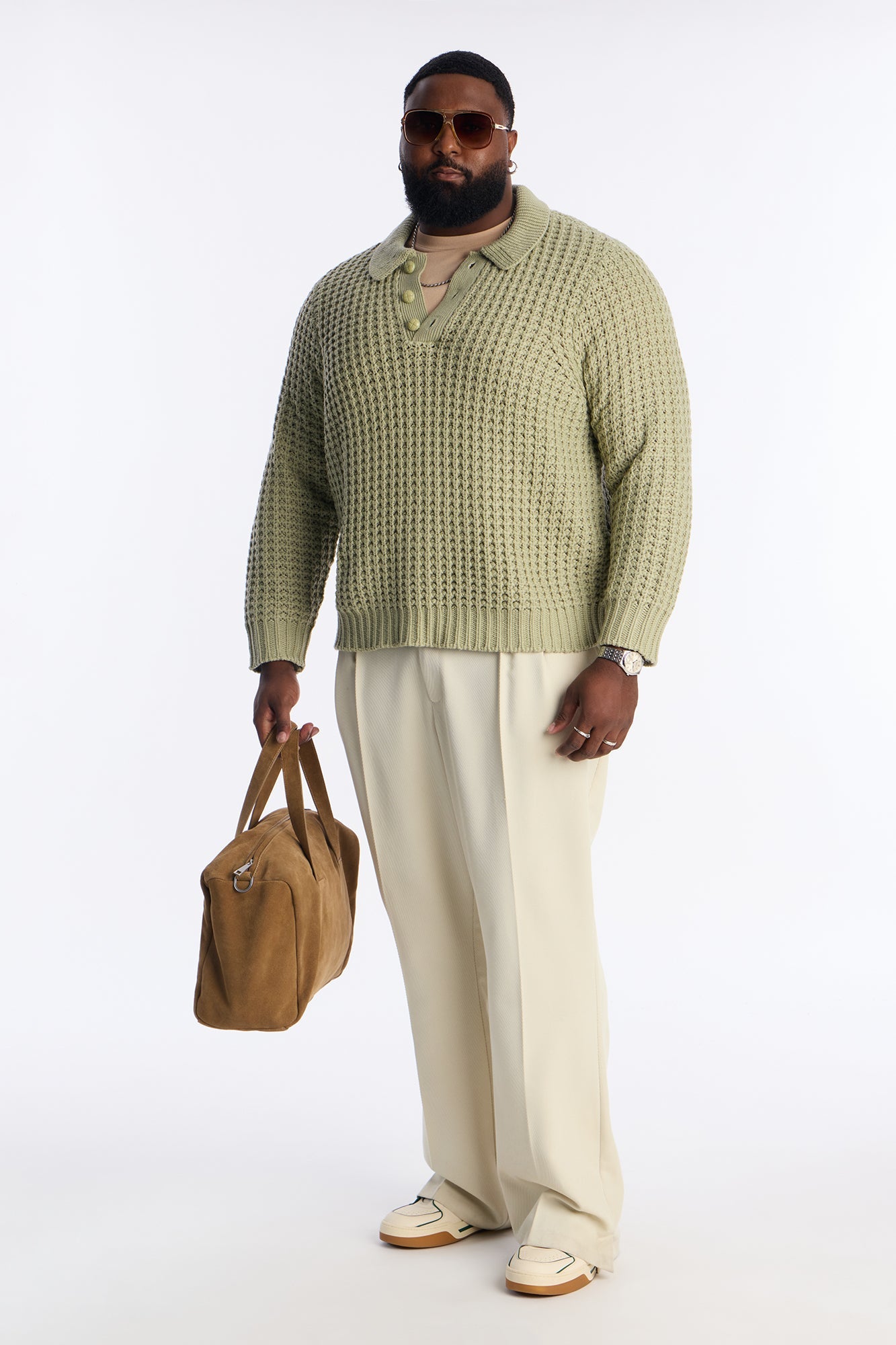 Chunky Sweater Polo - Sage