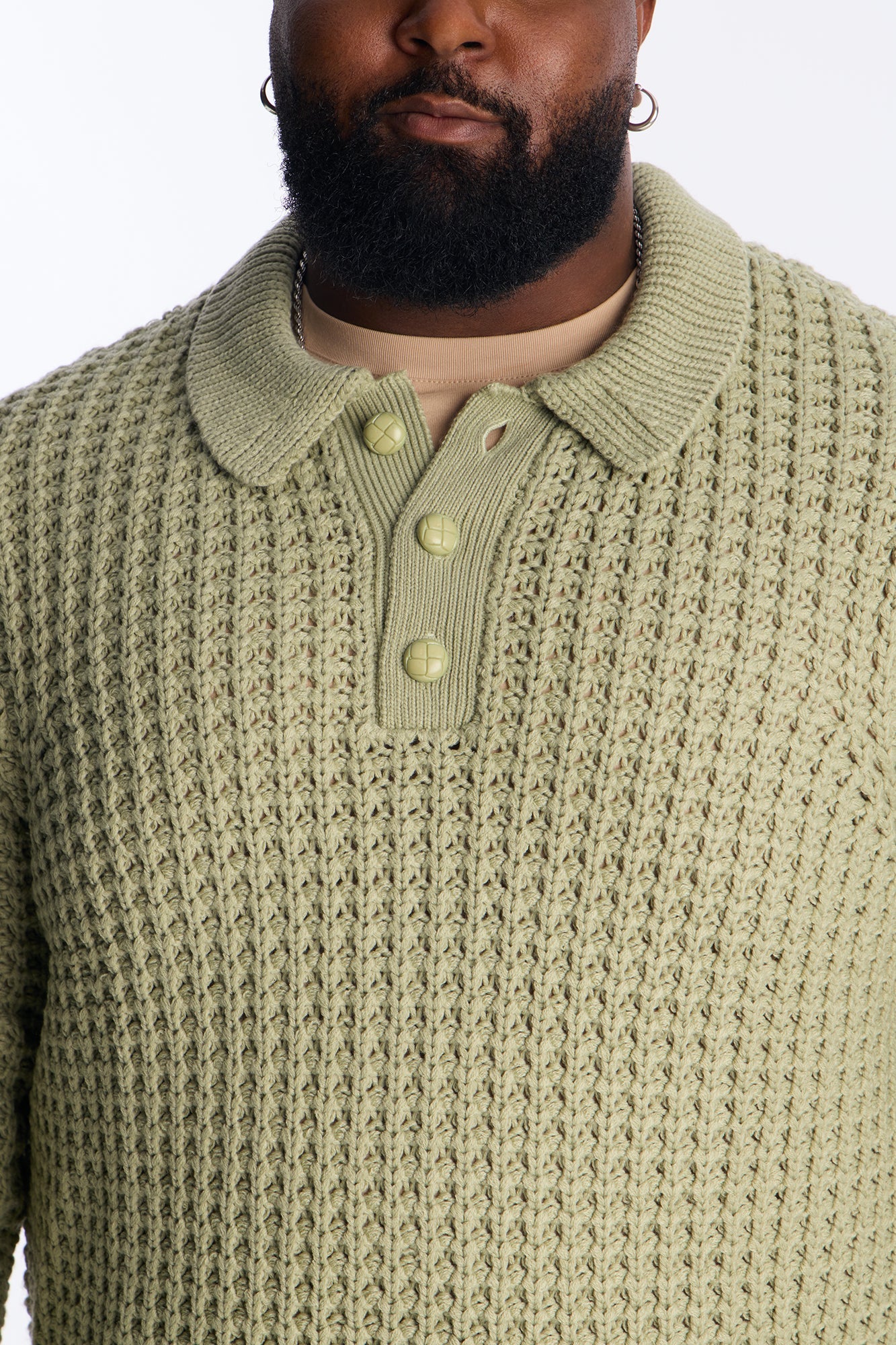 Chunky Sweater Polo - Sage