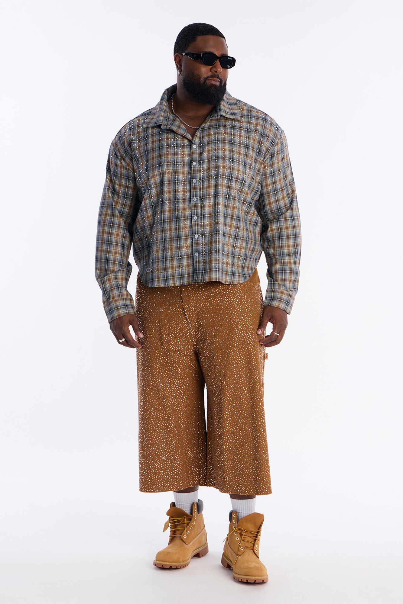 Extreme Baggy Flashing Lights Short - Tan