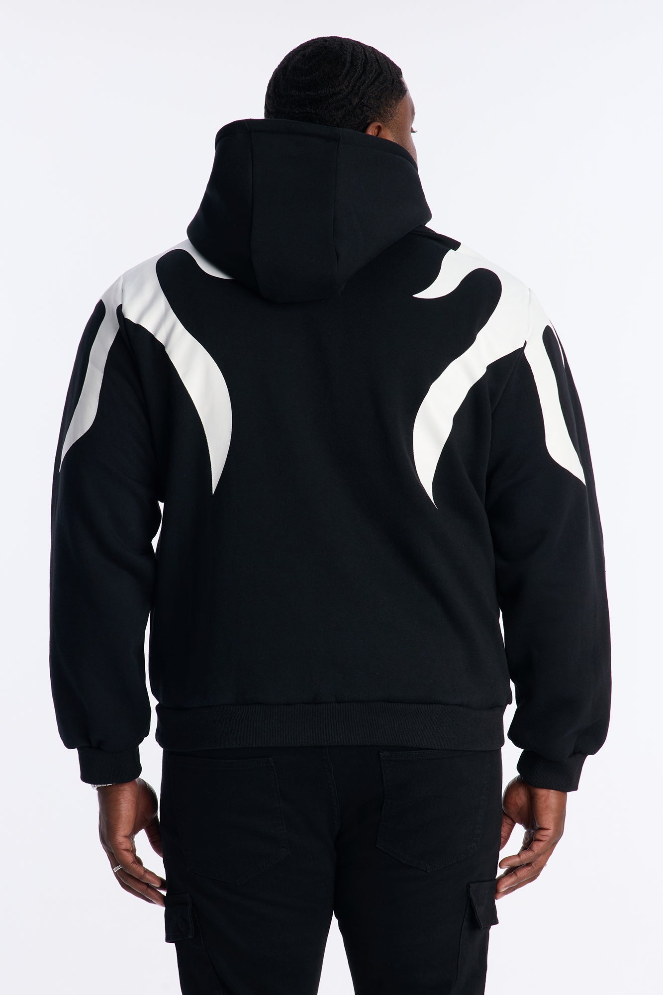 Fire Patched Hoodie - Black