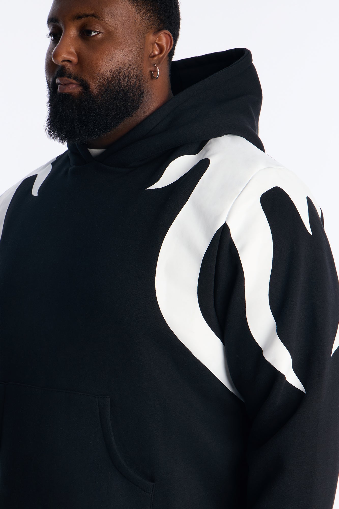 Fire Patched Hoodie - Black