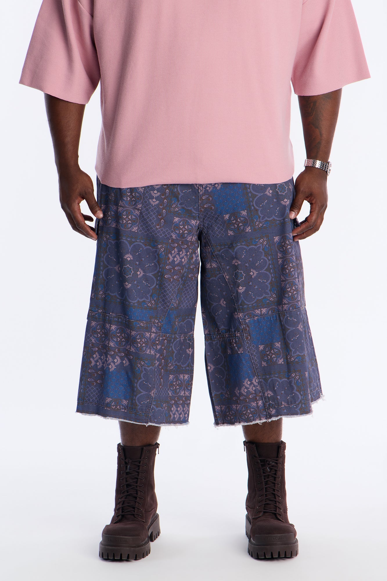 Baggy Midnight Bandana Cargo Shorts - Navy