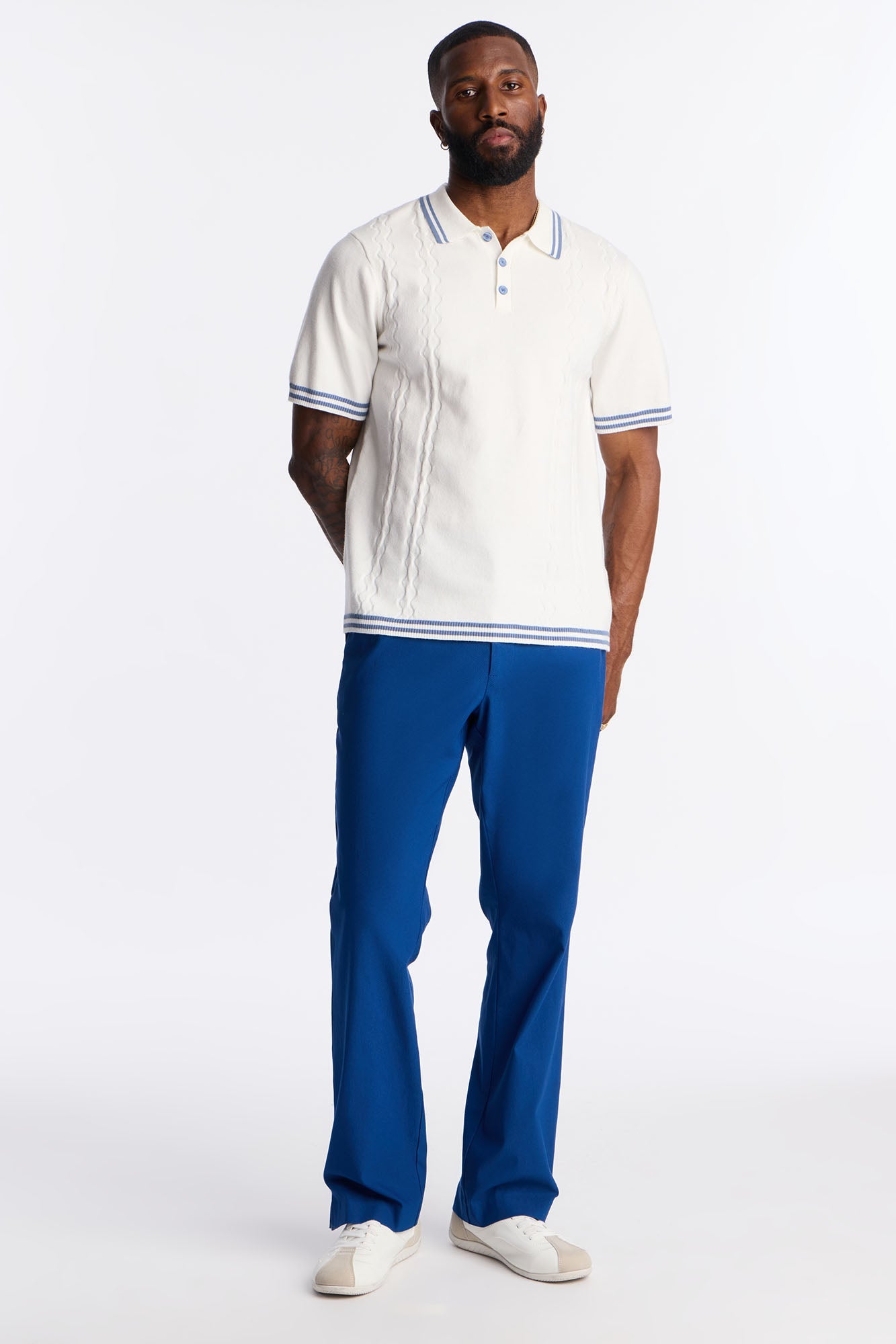 Slim Modern Gabardine Slit Flared Trouser - Navy