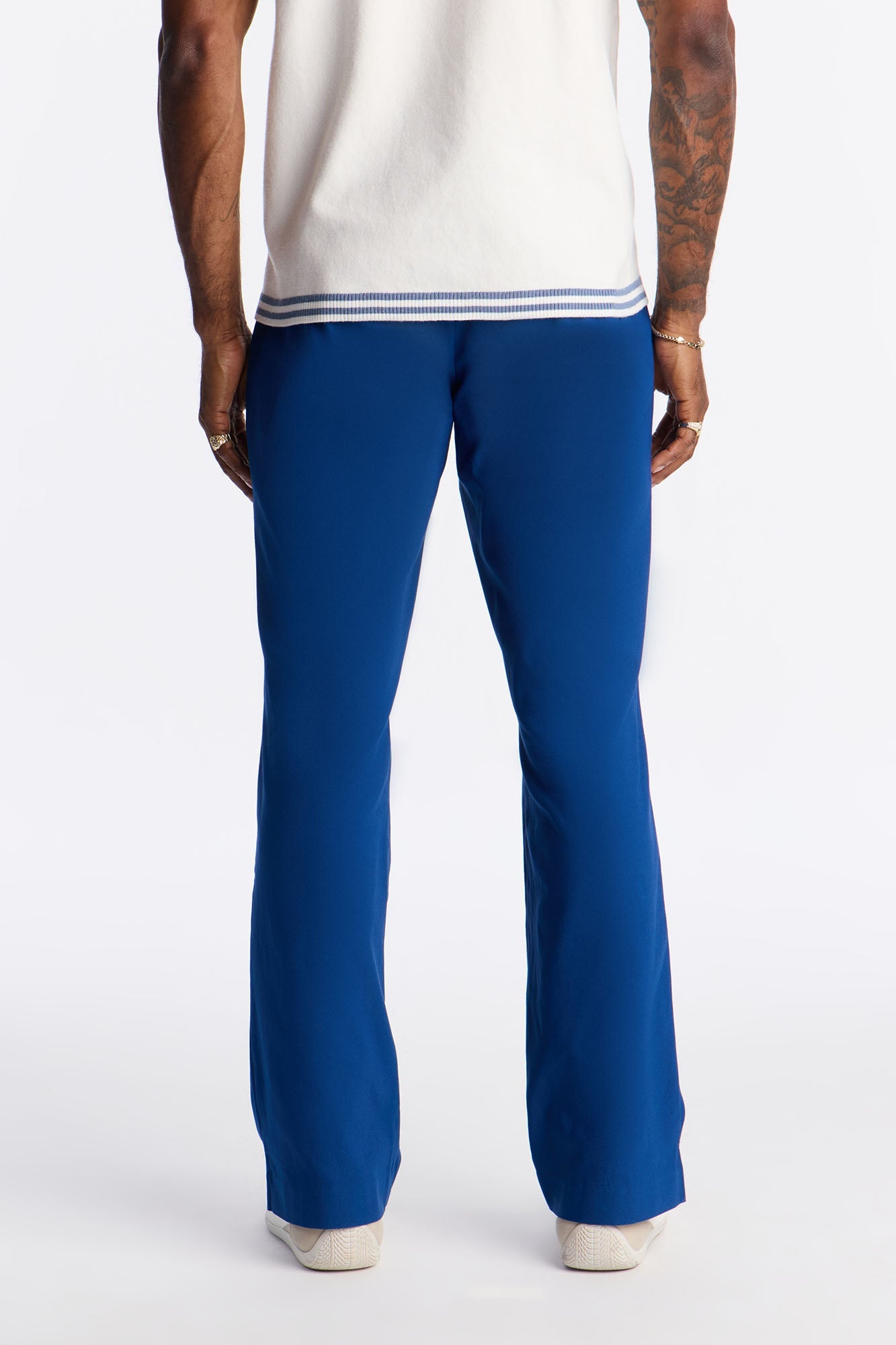 Slim Modern Gabardine Slit Flared Trouser - Navy