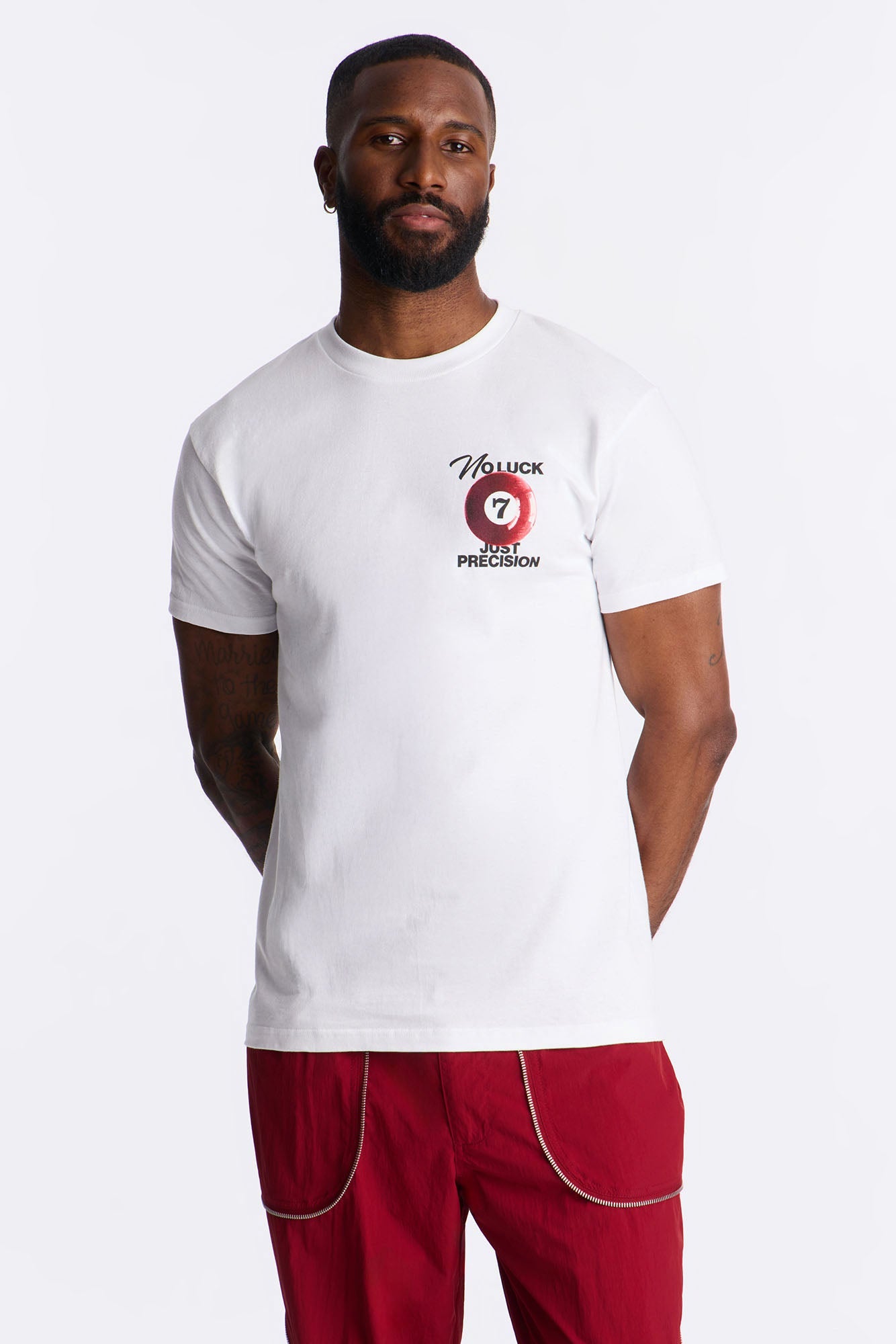 No Luck Just Precision Short Sleeve Tee - White