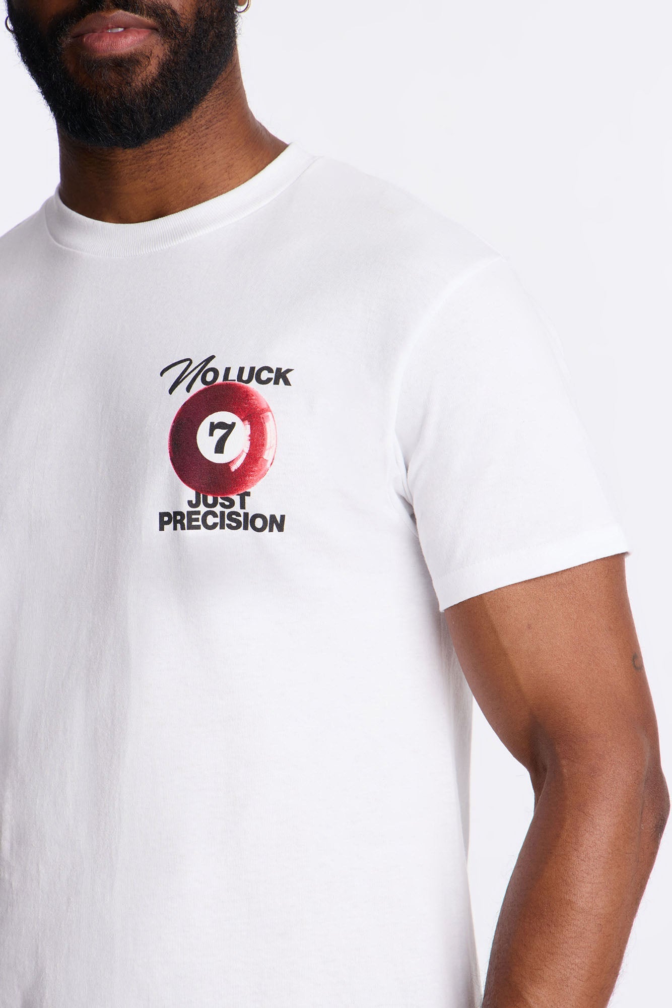 No Luck Just Precision Short Sleeve Tee - White