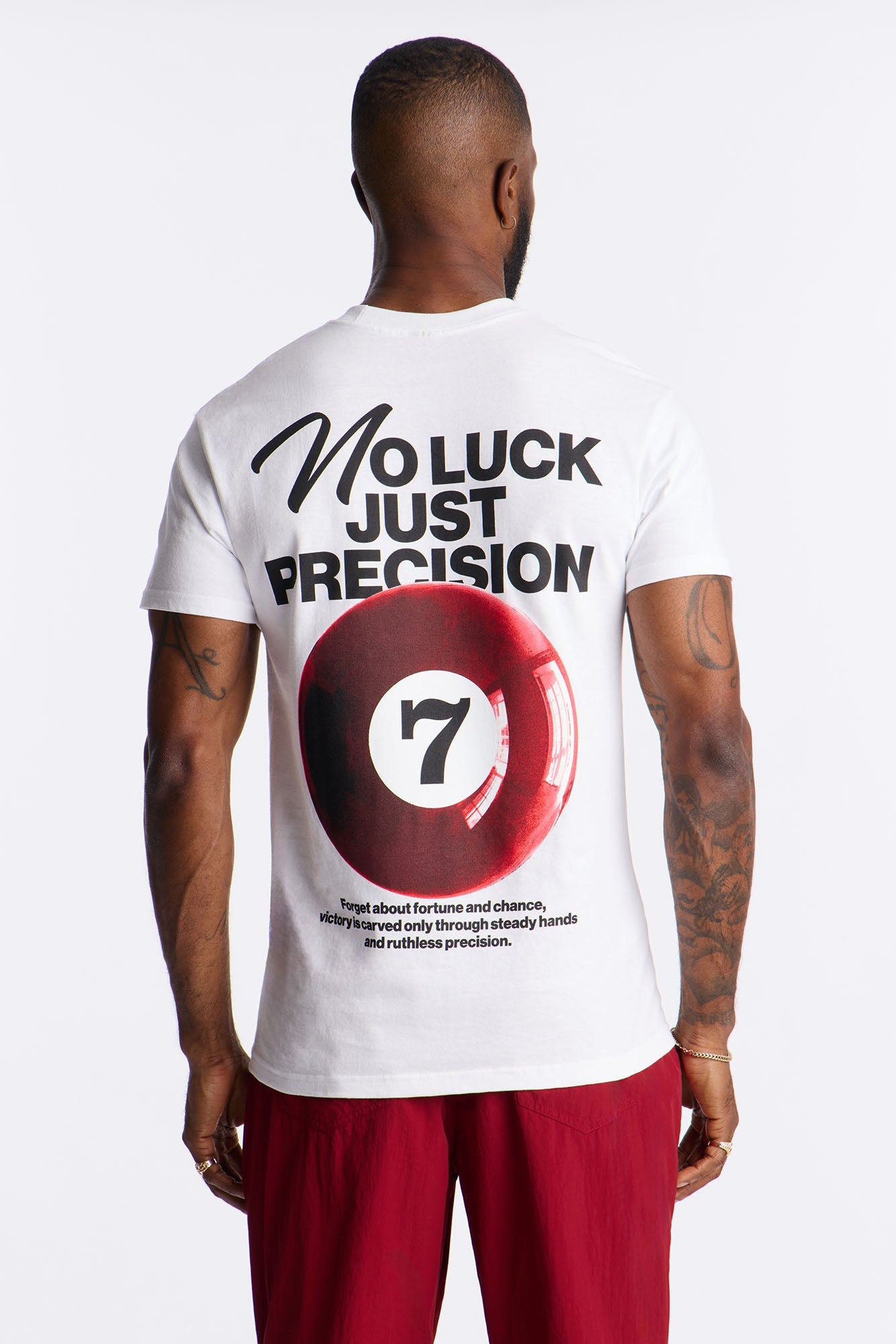 No Luck Just Precision Short Sleeve Tee - White