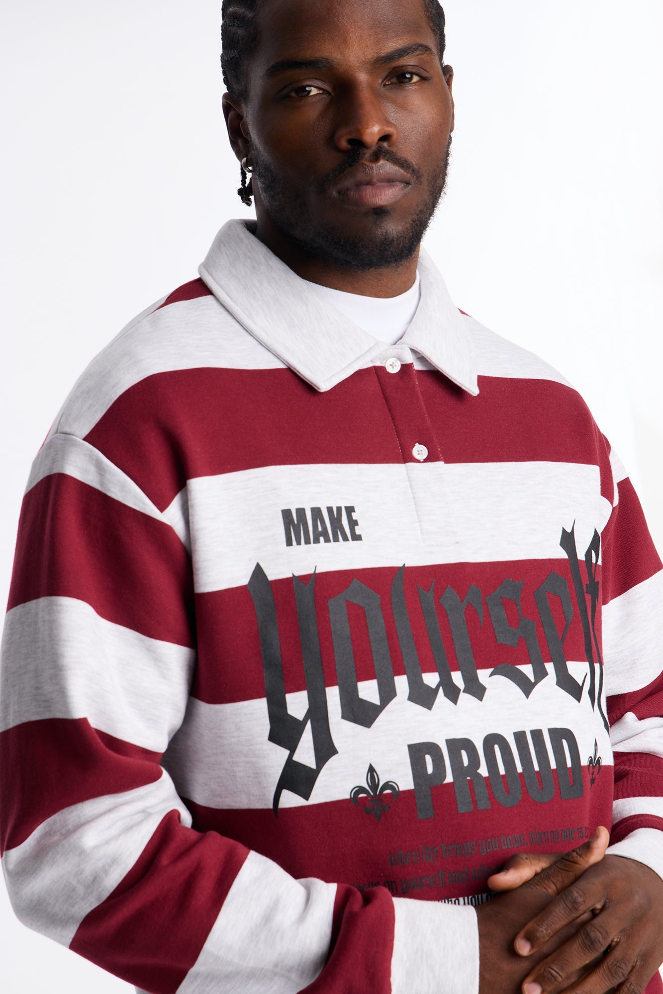 Make Yourself Proud Stripe Fleece Polo - Red