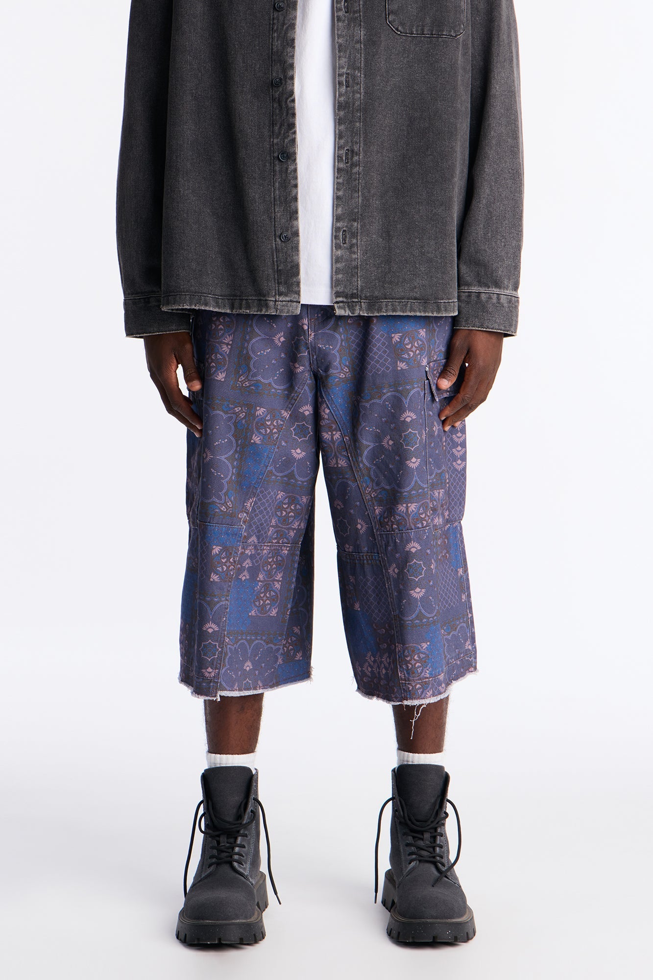 Baggy Midnight Bandana Cargo Shorts - Navy