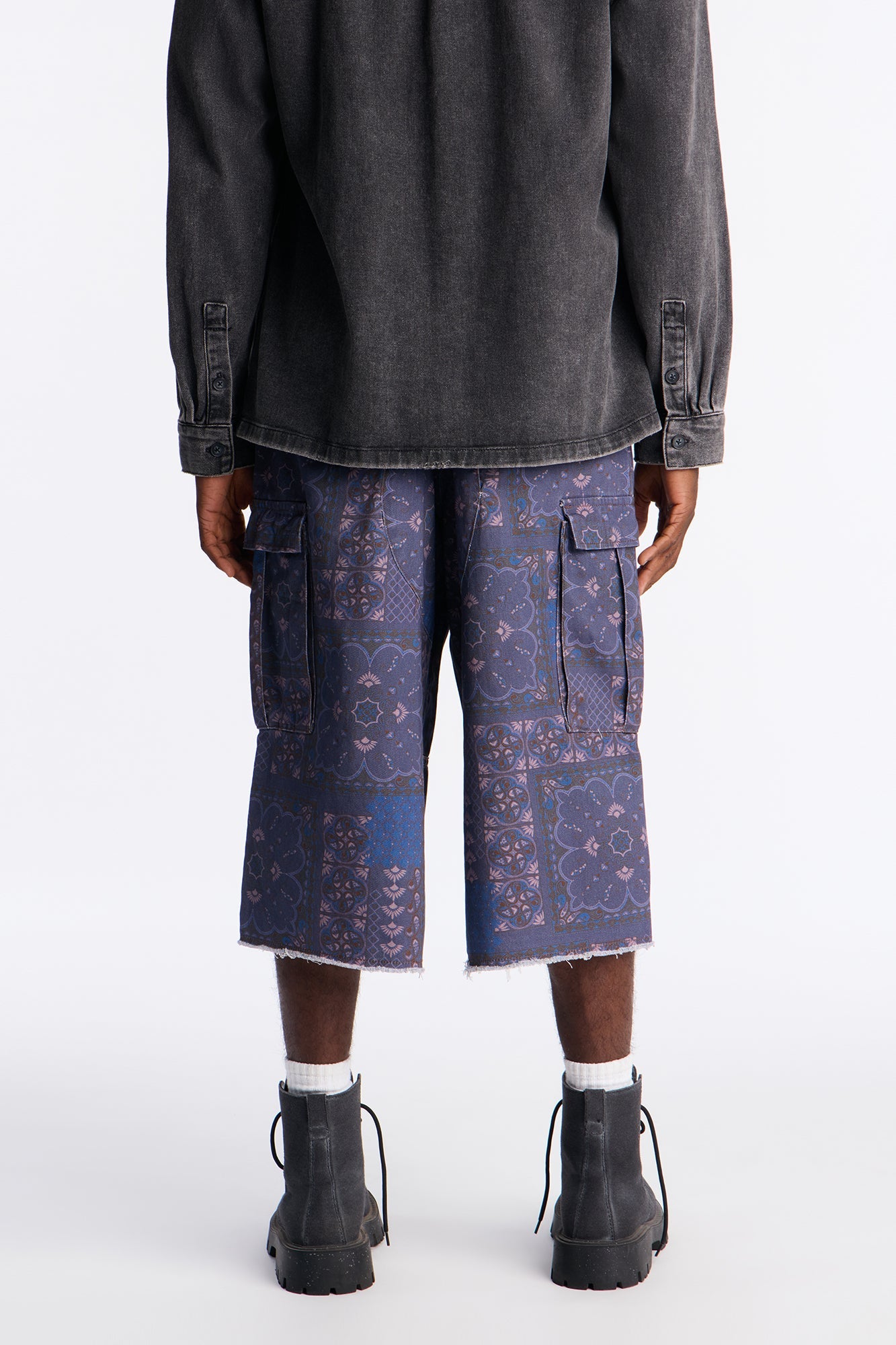Baggy Midnight Bandana Cargo Shorts - Navy