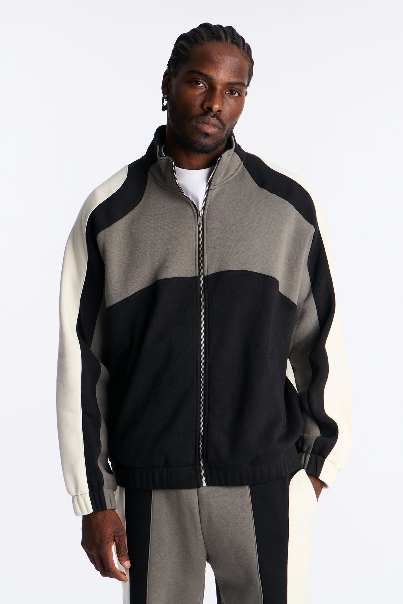 Paneled Fleece Jacket - Multi Color