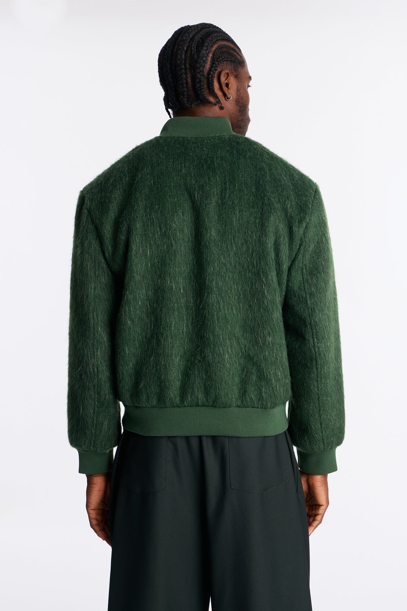 Relaxed Textured Mohair Bomber Jacket - Olive