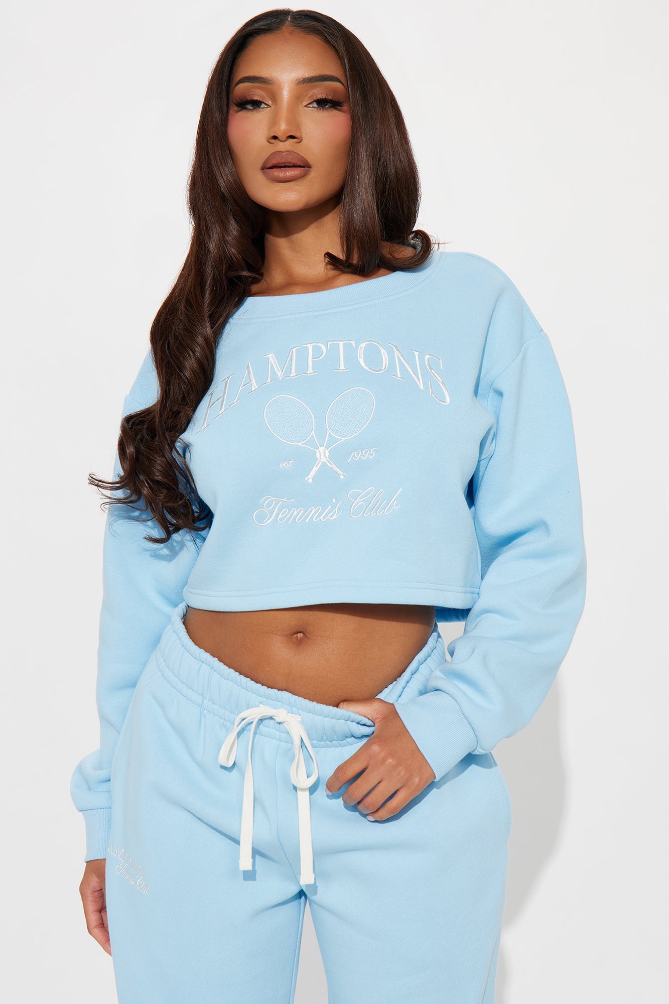 Hamptons Fleece Sweatsuit Set - Light Blue
