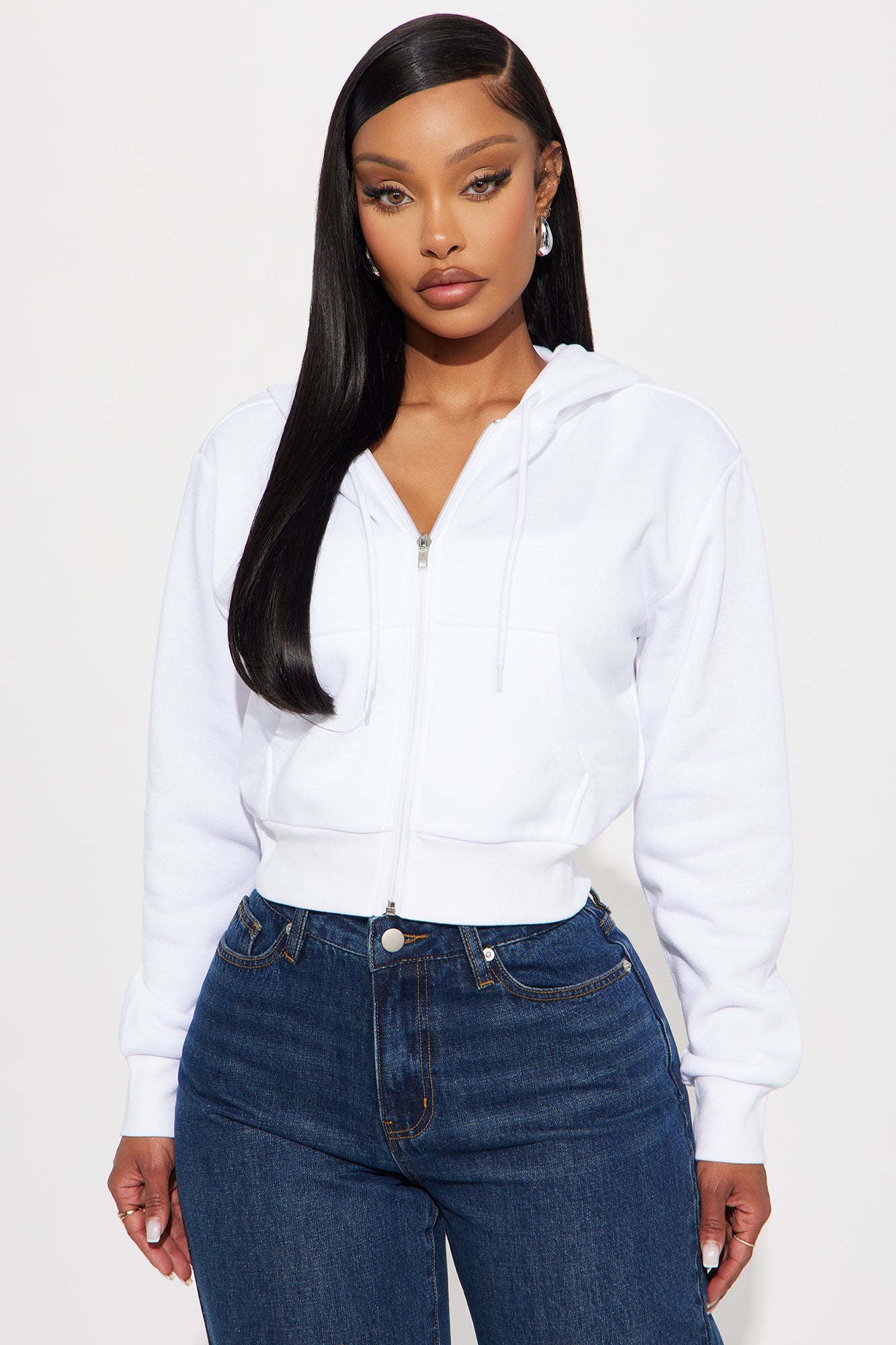 Kinsley Cropped Hoodie - White