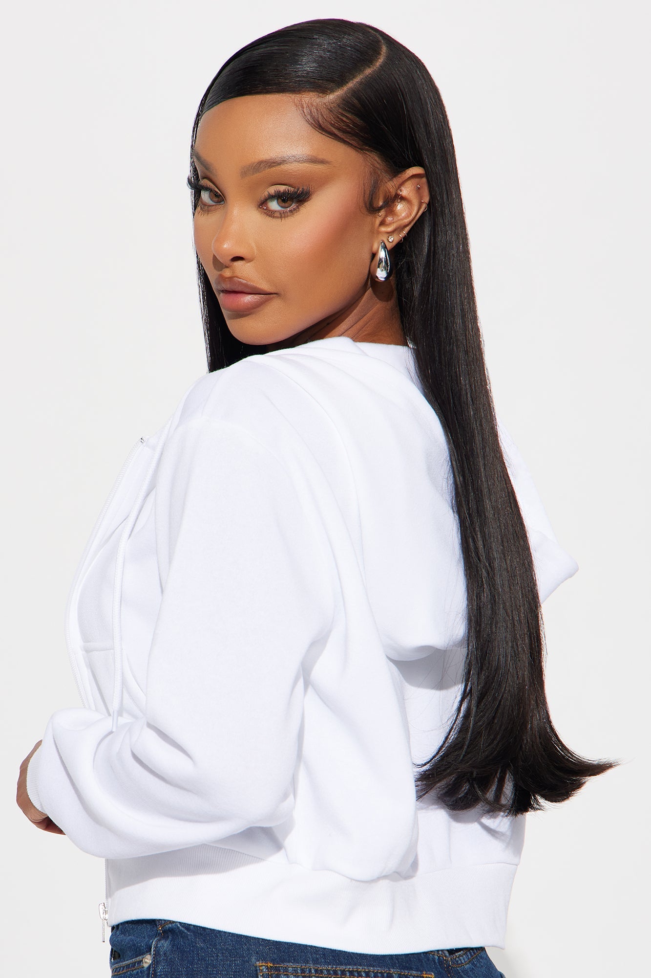 Kinsley Cropped Hoodie - White