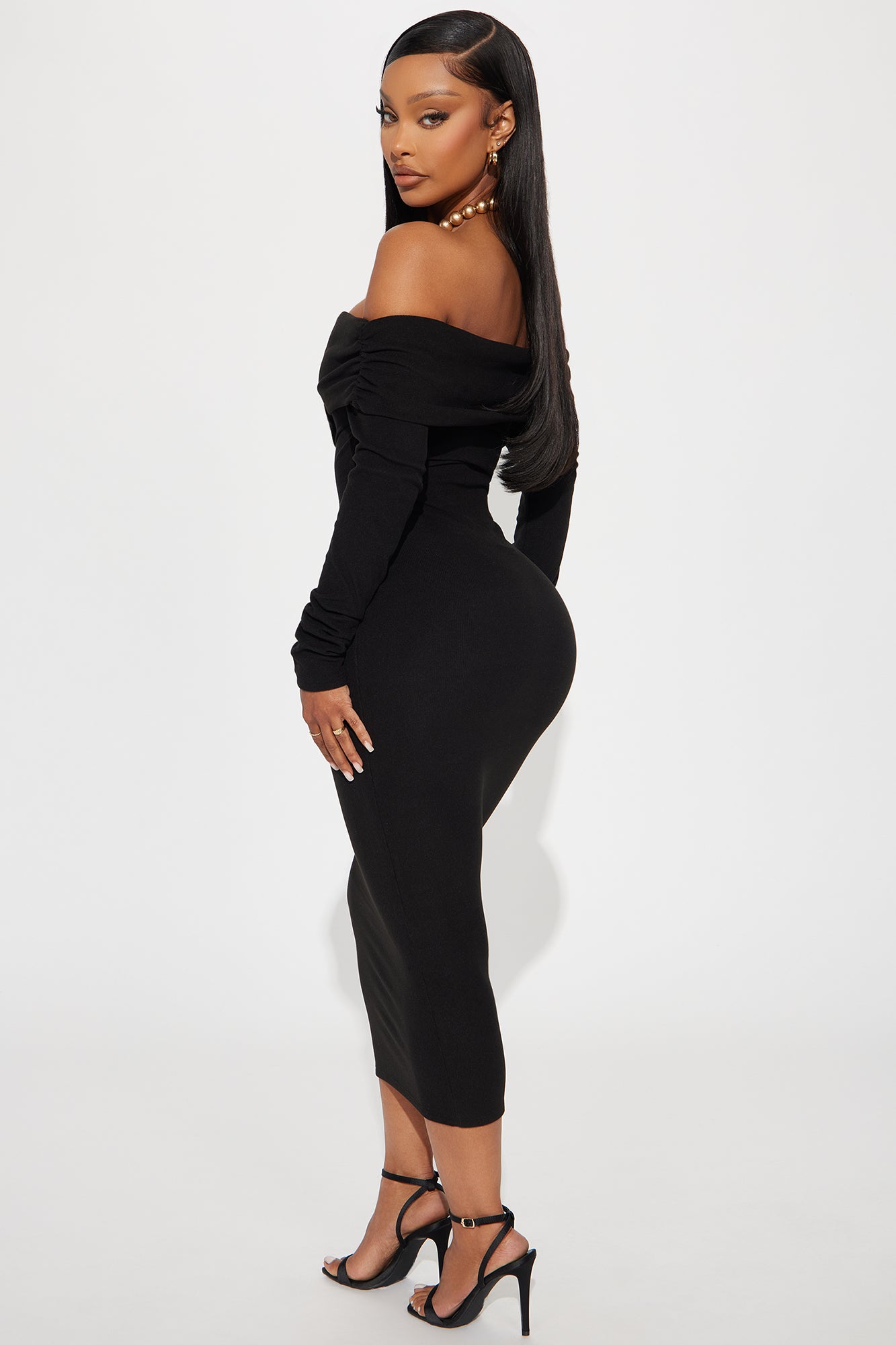 True Masterpiece Ribbed Midi Dress - Black