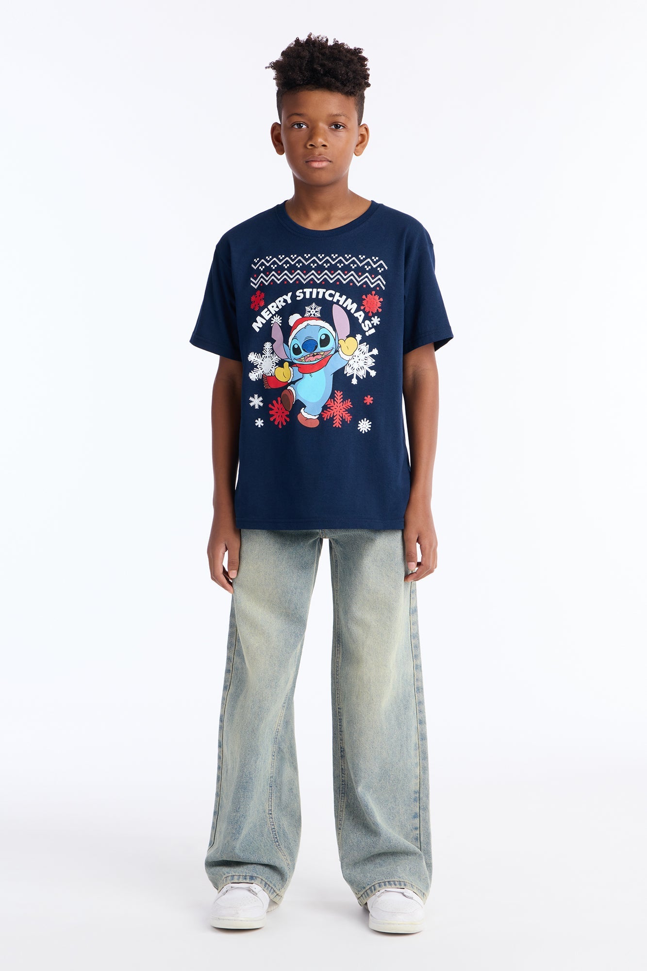 Mini Merry Stitchmas Short Sleeve Tee - Navy