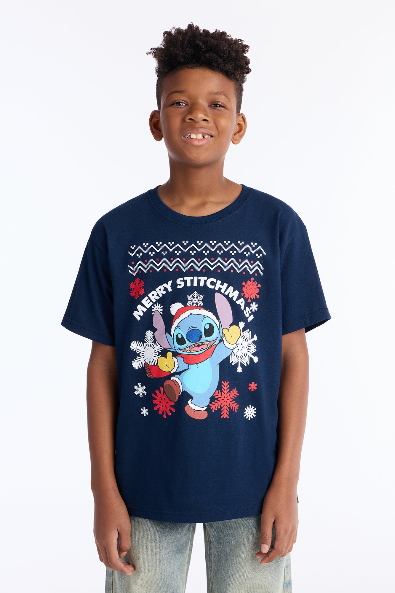 Mini Merry Stitchmas Short Sleeve Tee - Navy