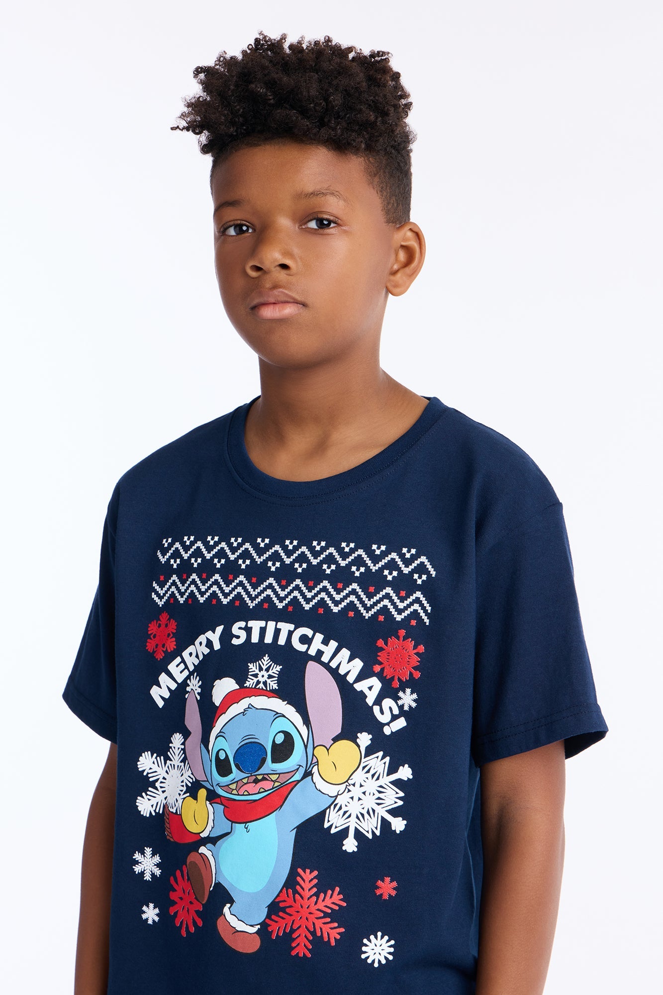 Mini Merry Stitchmas Short Sleeve Tee - Navy
