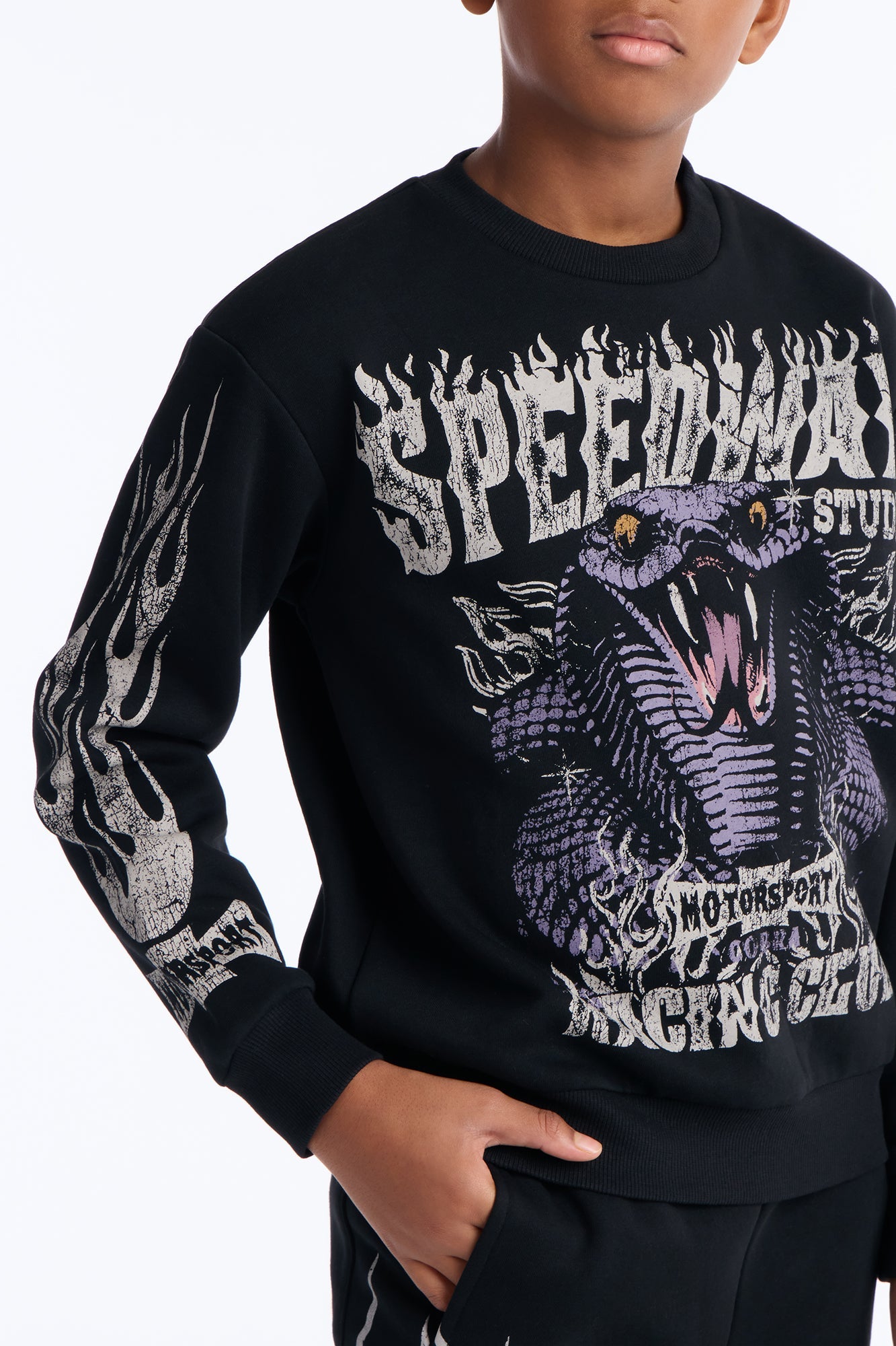 Mini Speedway Studio Crewneck Sweatshirt - Black