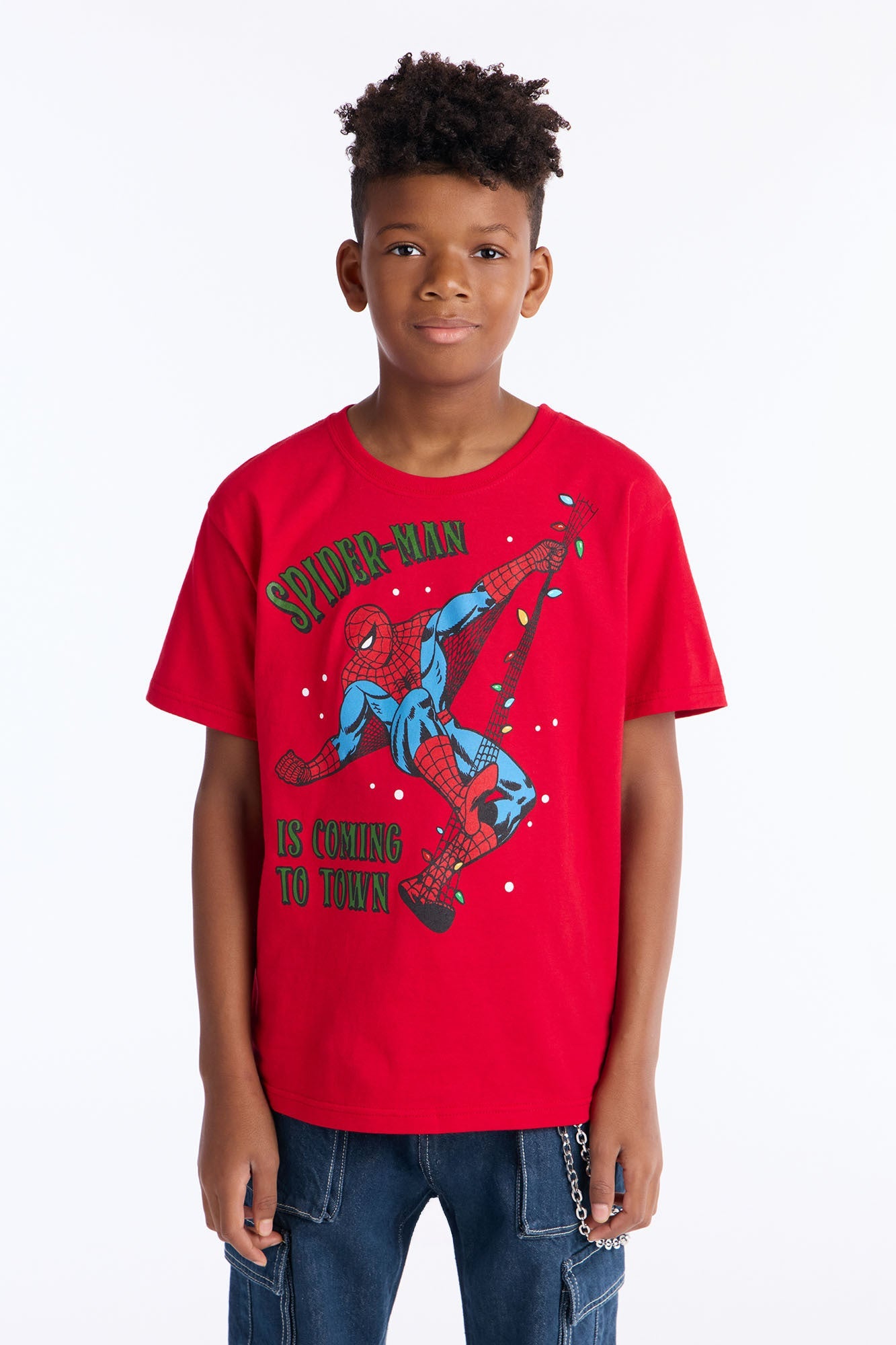 Mini Spider-Man Is Coming To Town Short Sleeve Tee - Red