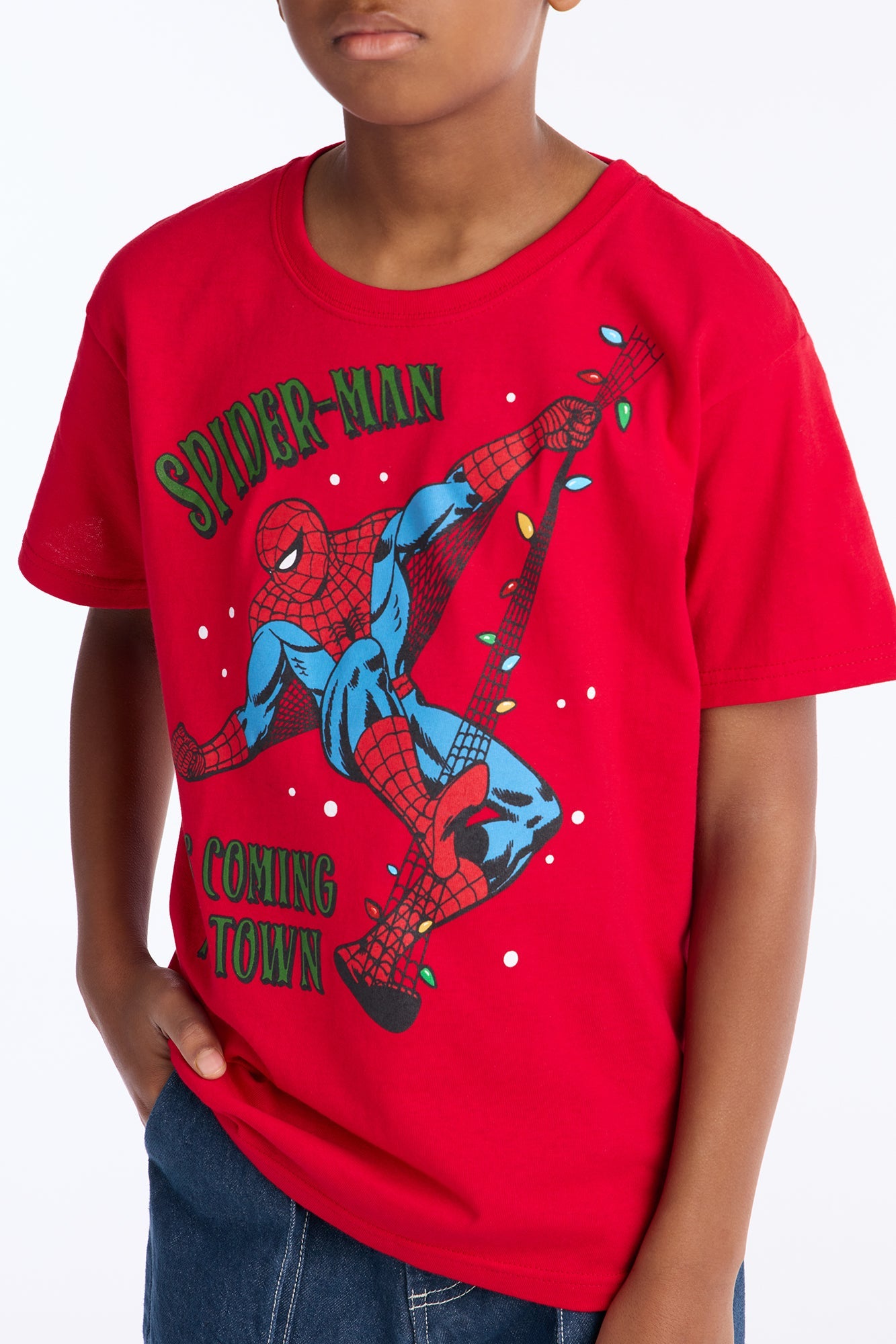 Mini Spider-Man Is Coming To Town Short Sleeve Tee - Red