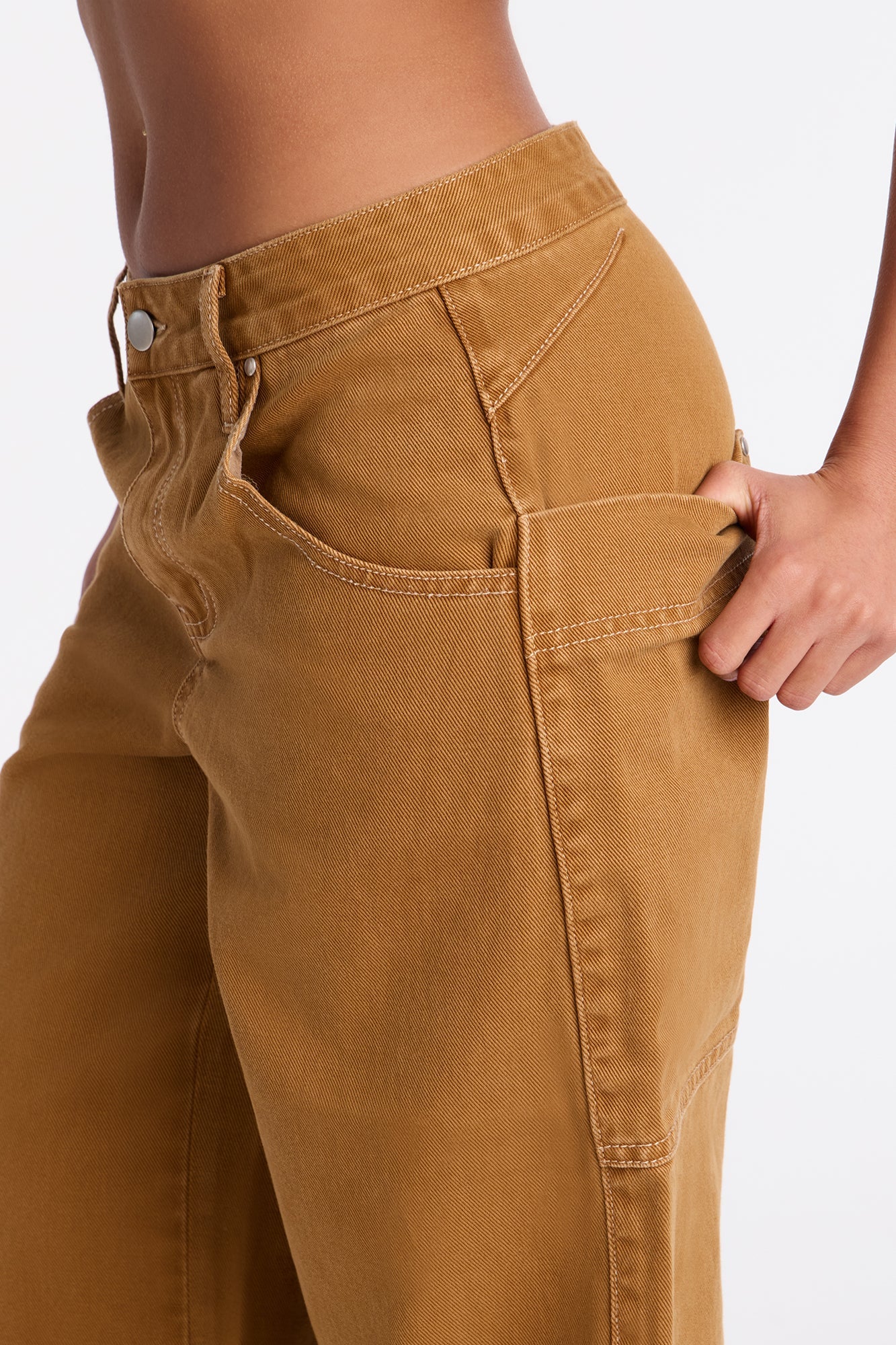 Lost Wanderer Utility Wide Leg Jeans - Khaki