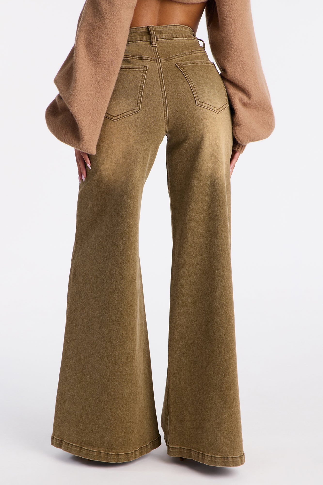 One Step Closer Wide Leg Jeans - Olive