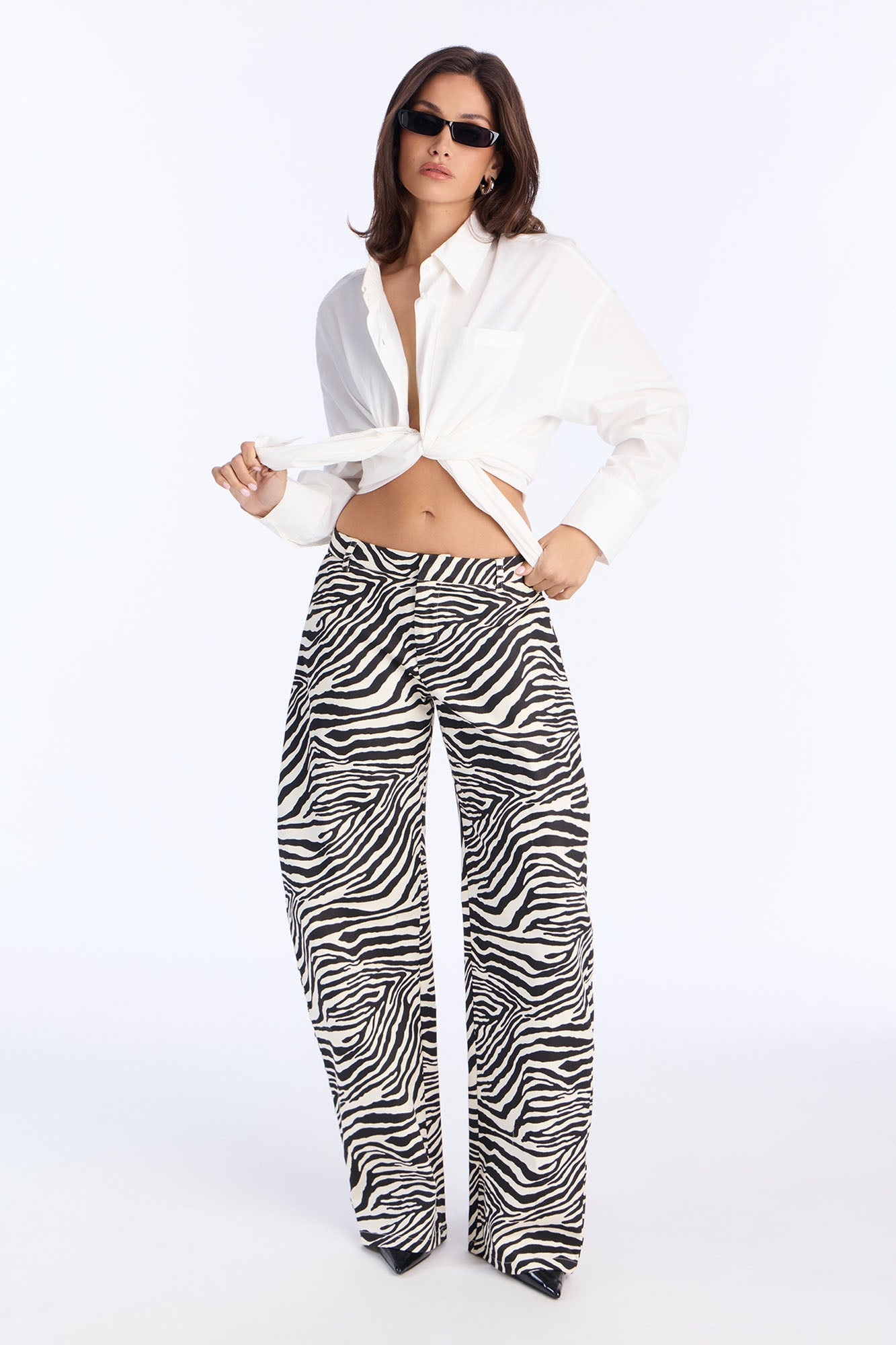 Wild Zebra Barrel Leg Trousers - Black/White