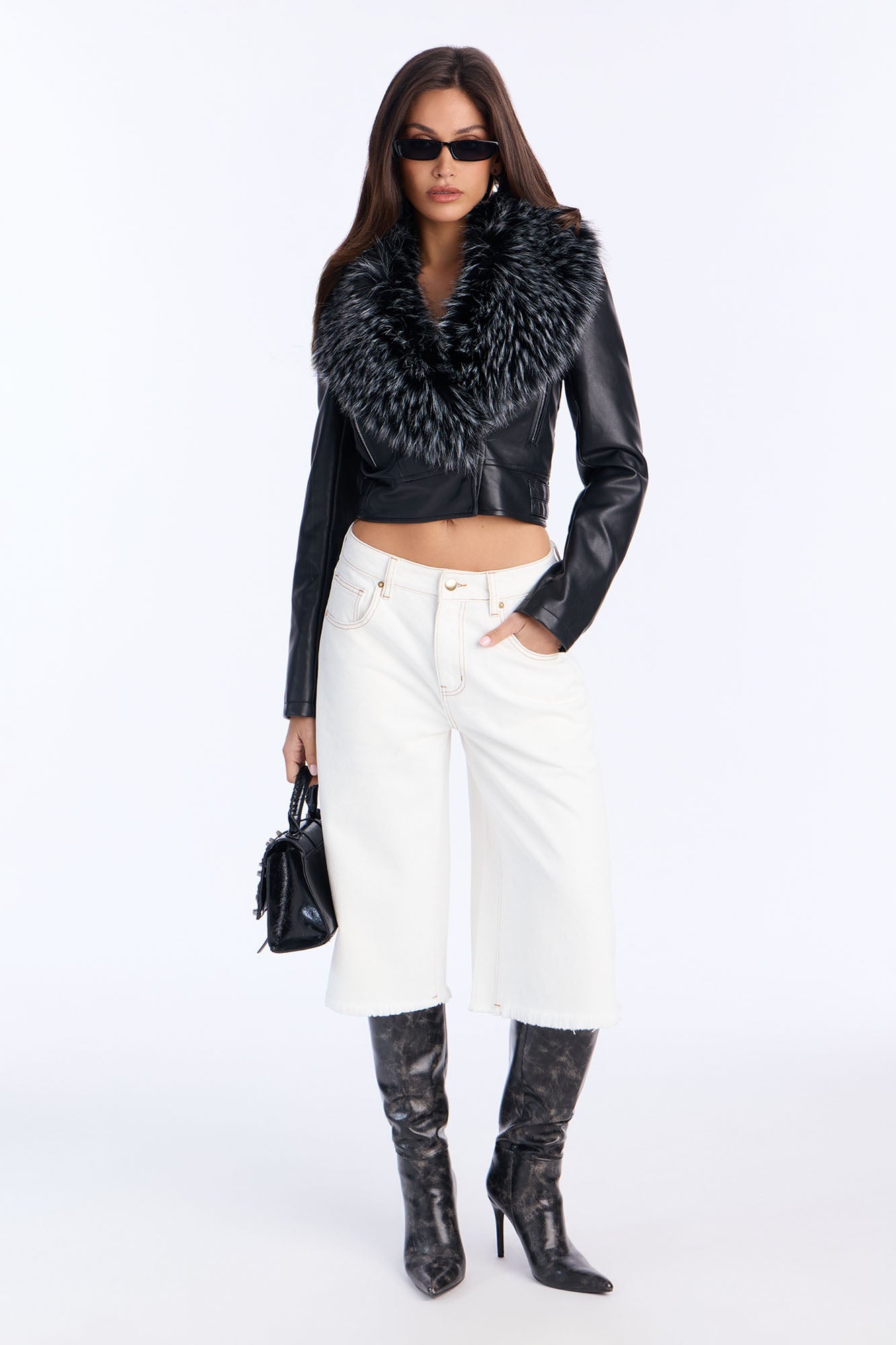 Ice Queen Glittering Culotte Jeans - White