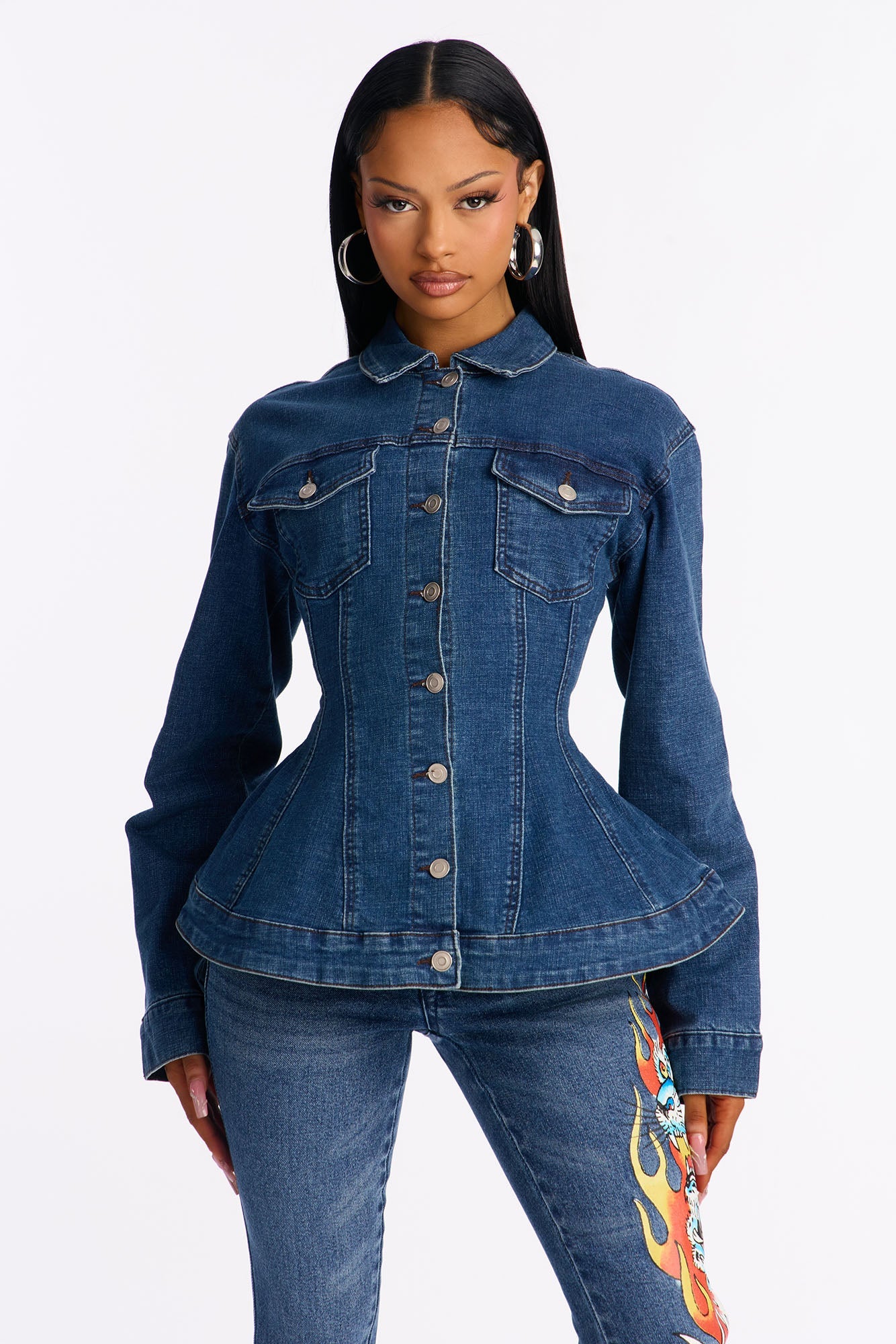 Focal Point Stretch Denim Jacket - Dark Wash