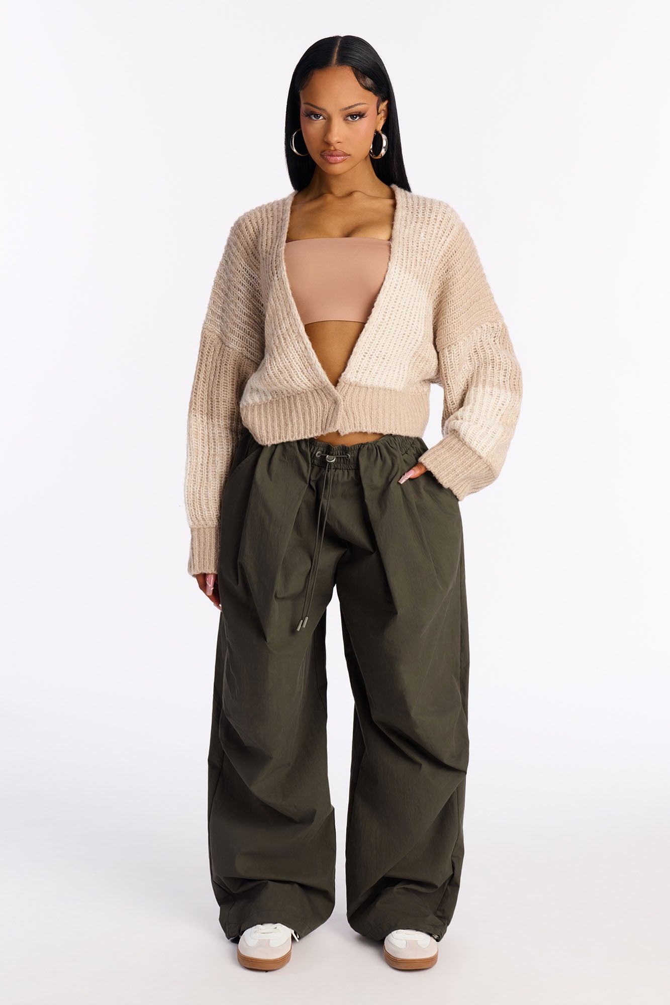 Here And Now Wide Leg Street Jogger 30″ - Olive