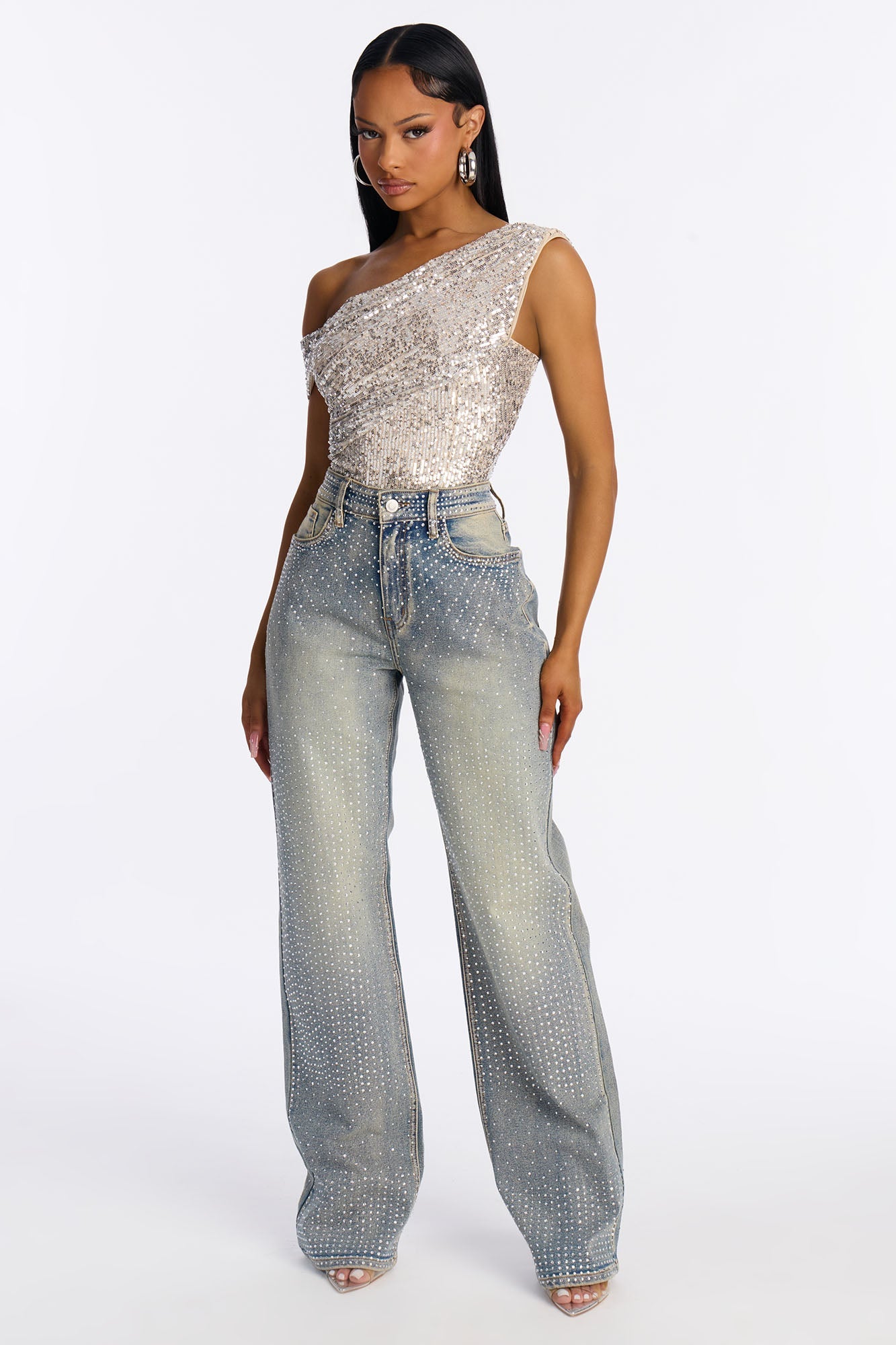 Tall Chasing A Dream Embellished Stretch Straight Leg Jeans - Vintage Wash